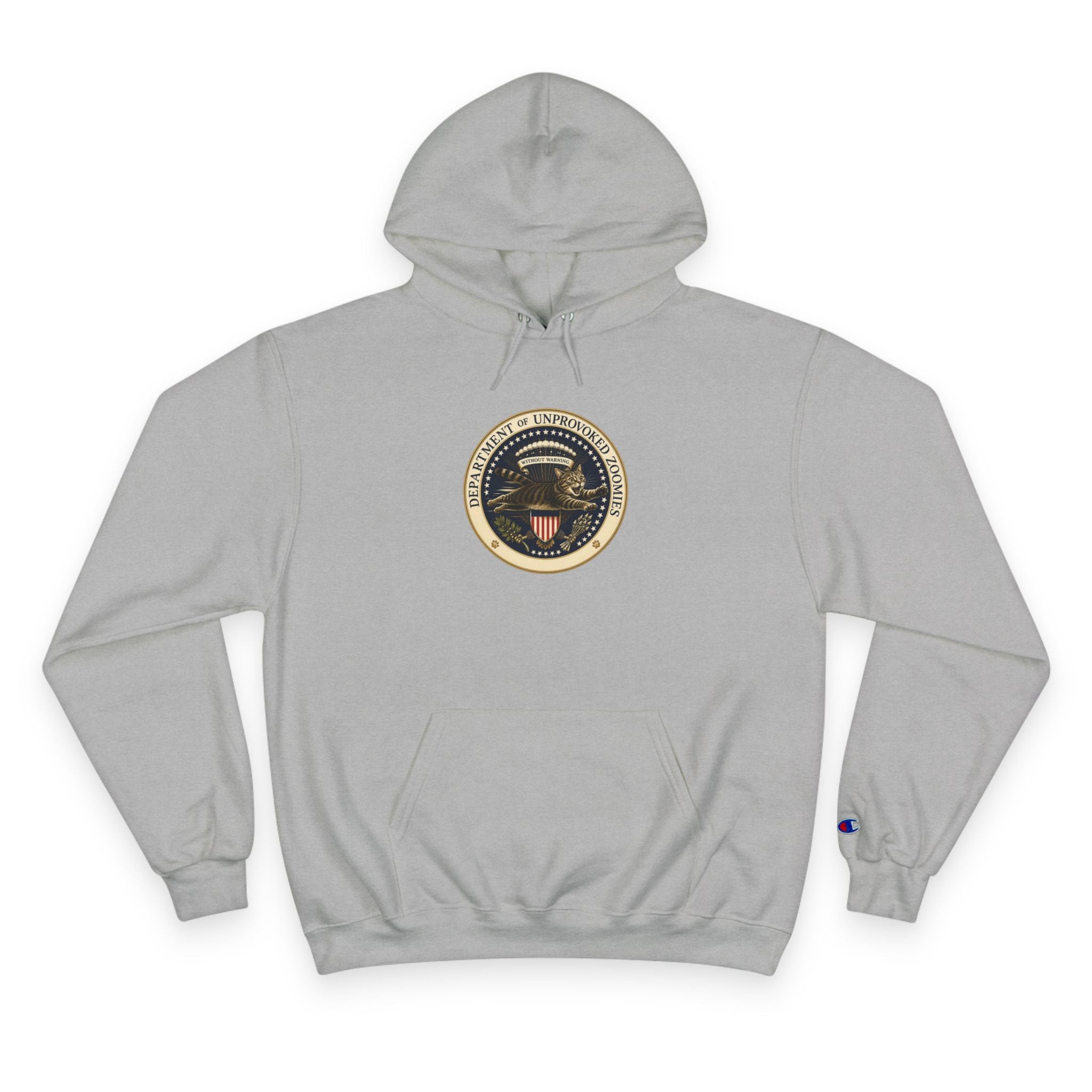 Department of Unprovoked Zoomies Champion Hoodie | Funny Cat Seal Sweatshirt