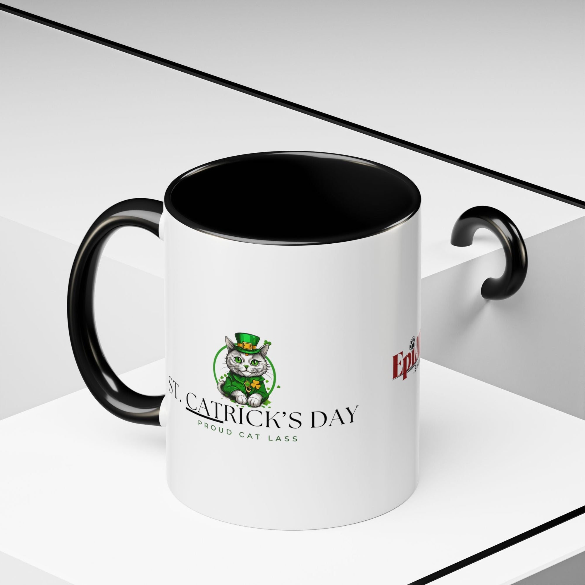 St. Patrick's Day Cat Coffee Mug - Proud Cat Lass Design Printify