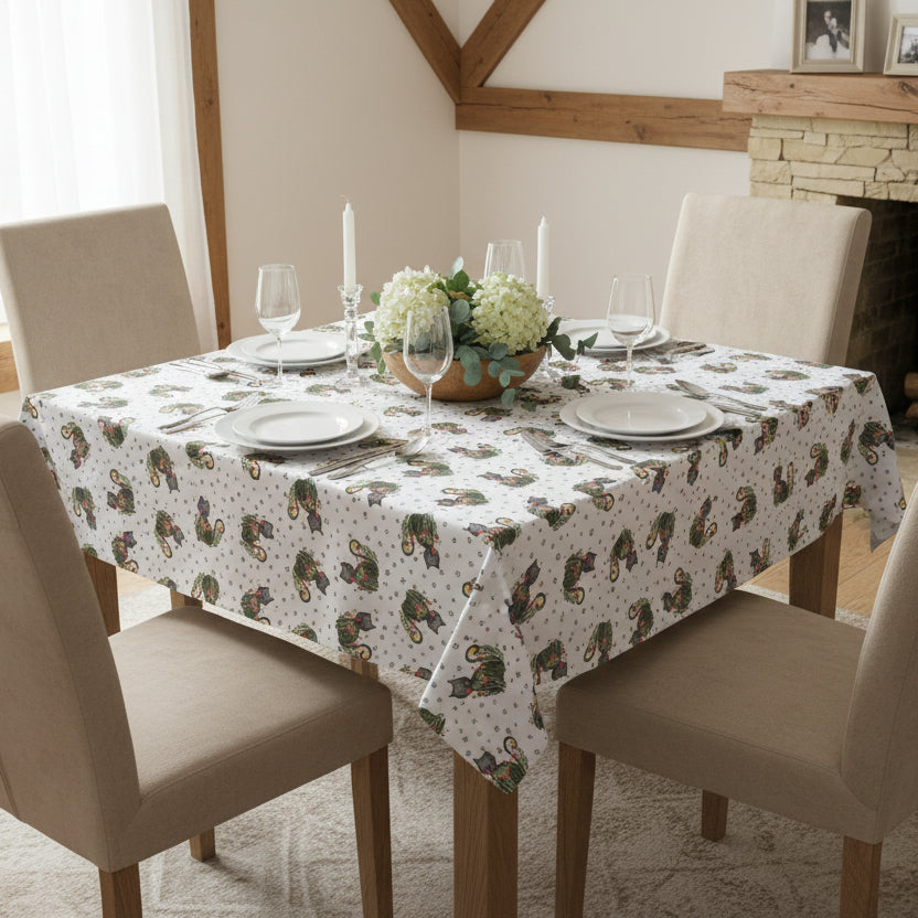 Whimsical Cat Medallion Square Tablecloth – 55
