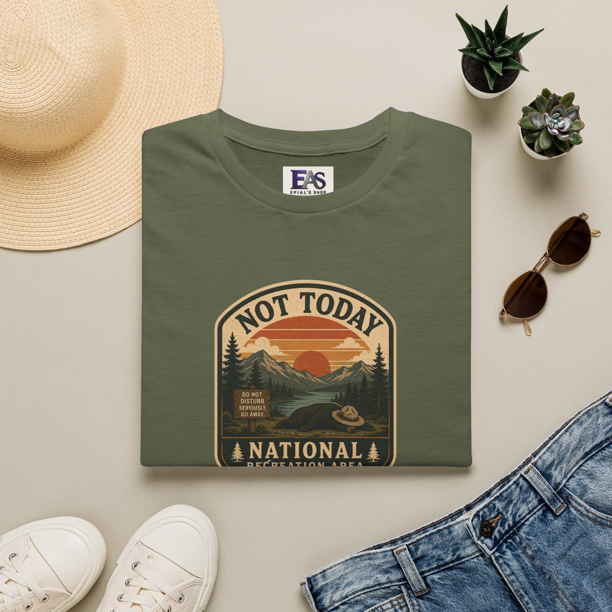 Not Today National Recreation Area Unisex T-Shirt | Funny Retro Outdoors Graphic Tee