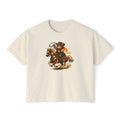 Cowboy Cat Cropped Tee | Vintage Western Cat Boxy Crop Top