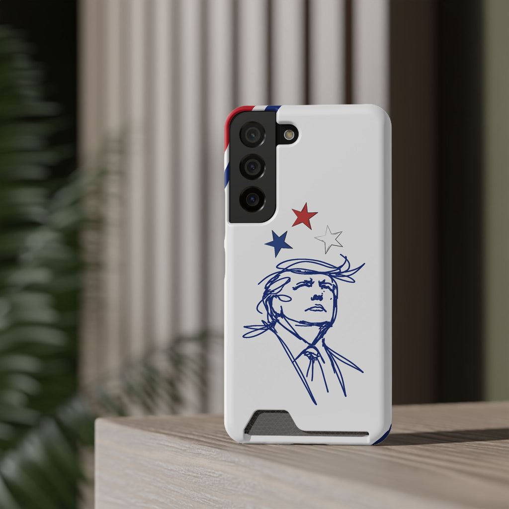 Swoop Guy Samsung Galaxy Case – Minimal Line Portrait Patriotic Design, Slim Protective Case with Card Slot