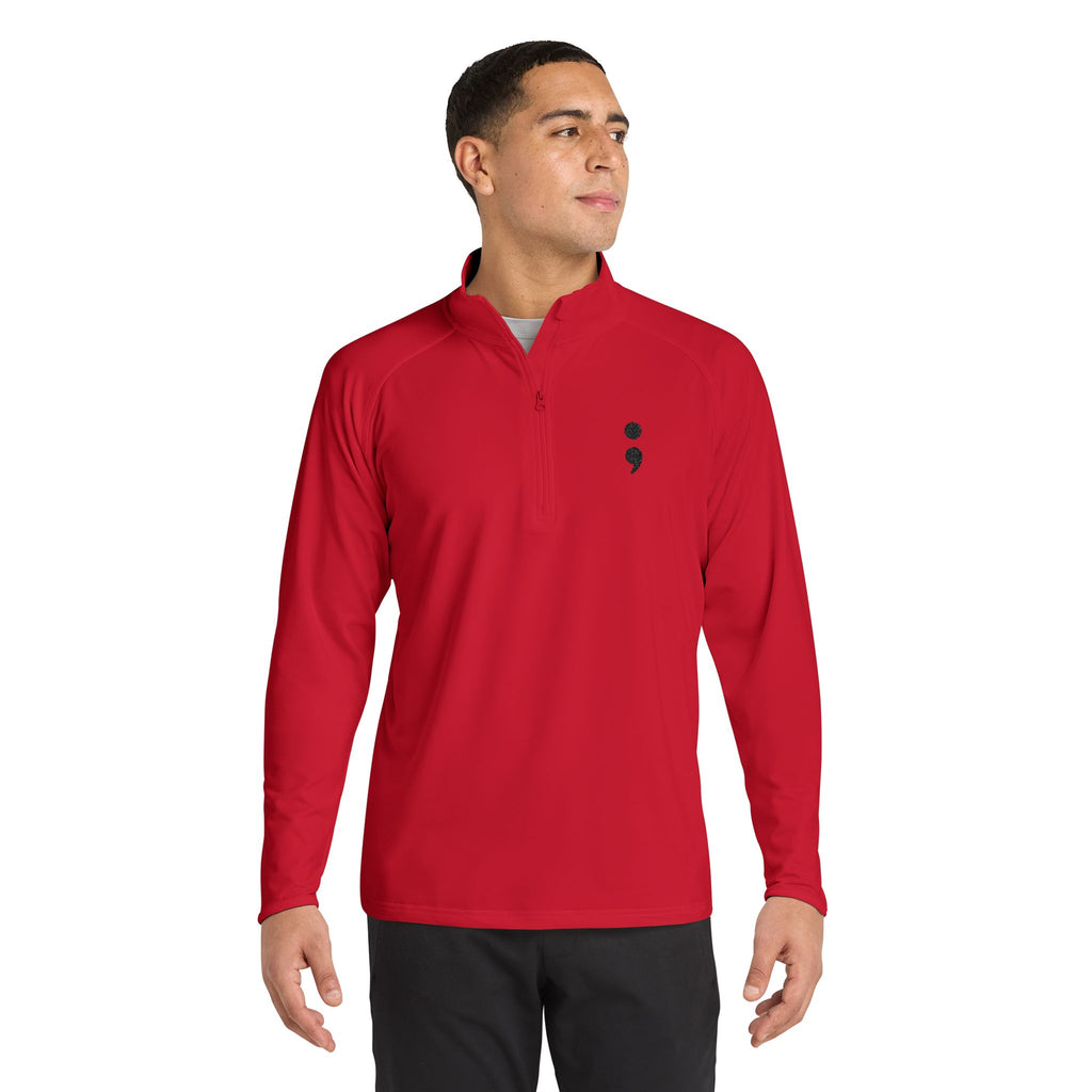 Semicolon Suicide Awareness Embroidered Quarter-Zip Pullover