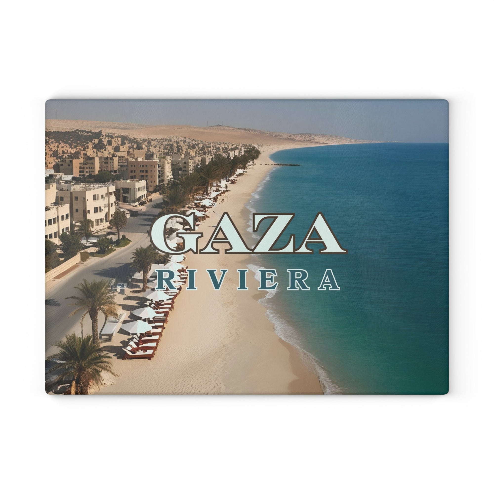 Gaza Riviera Glass Cutting Board Printify