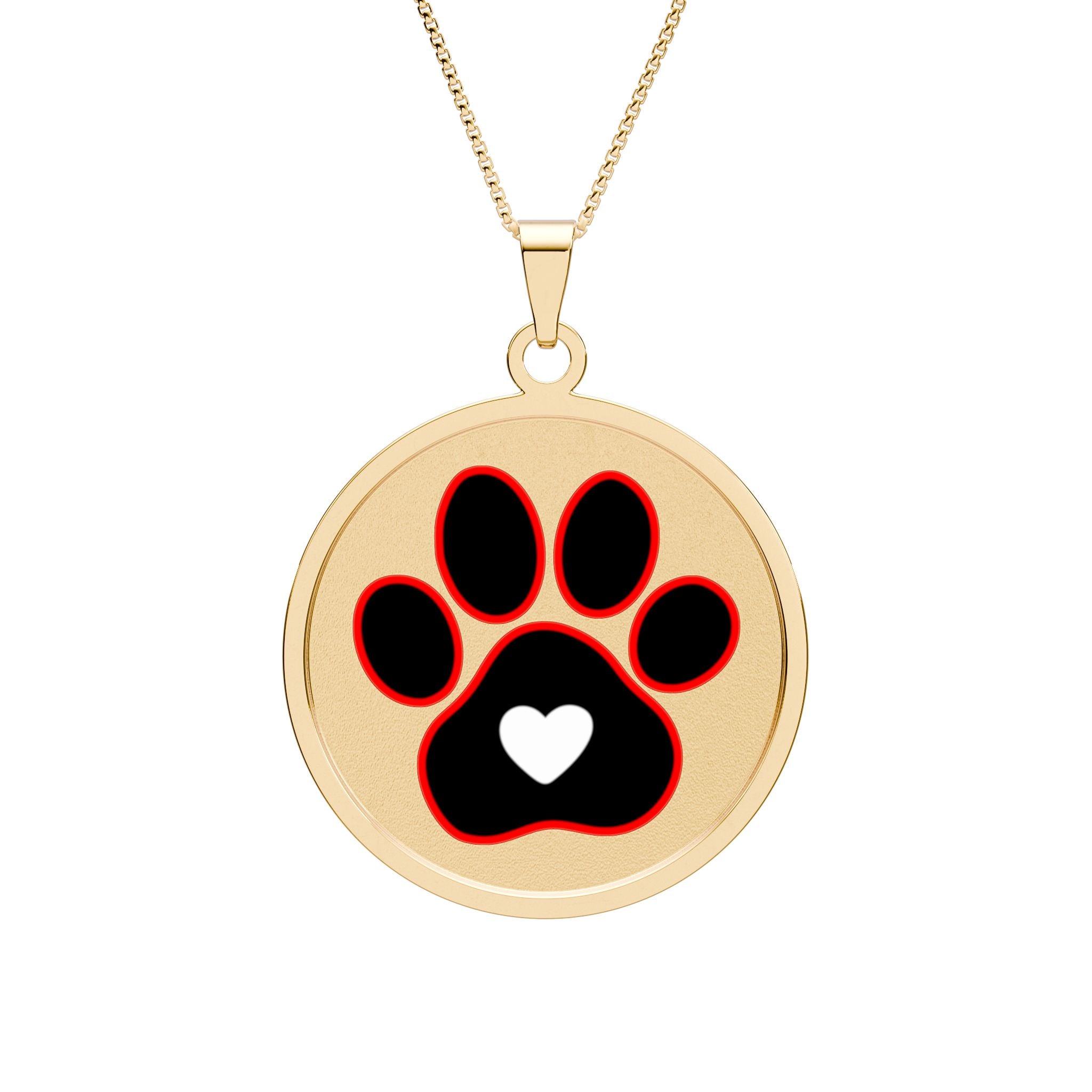 Paw Print Heart Pendant Necklace