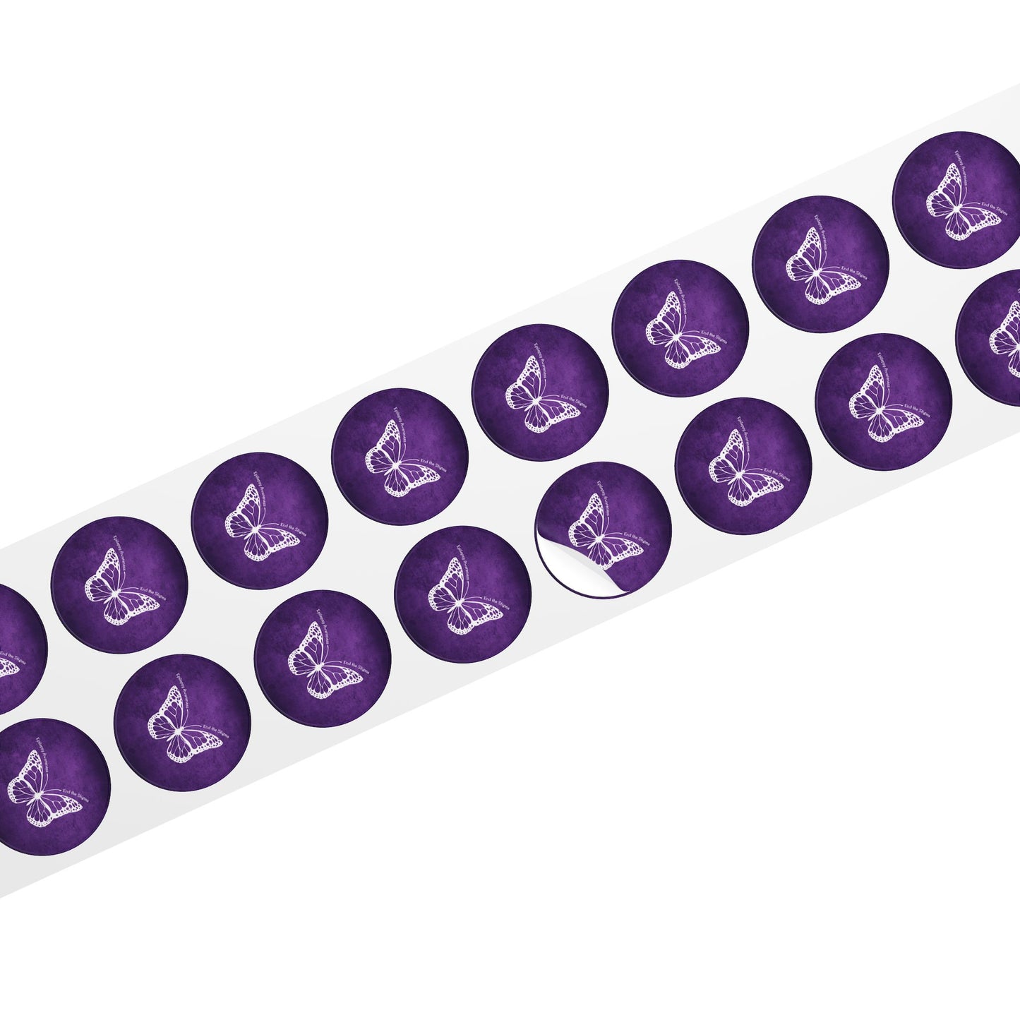 Butterfly Epilepsy Awareness Round Sticker Rolls