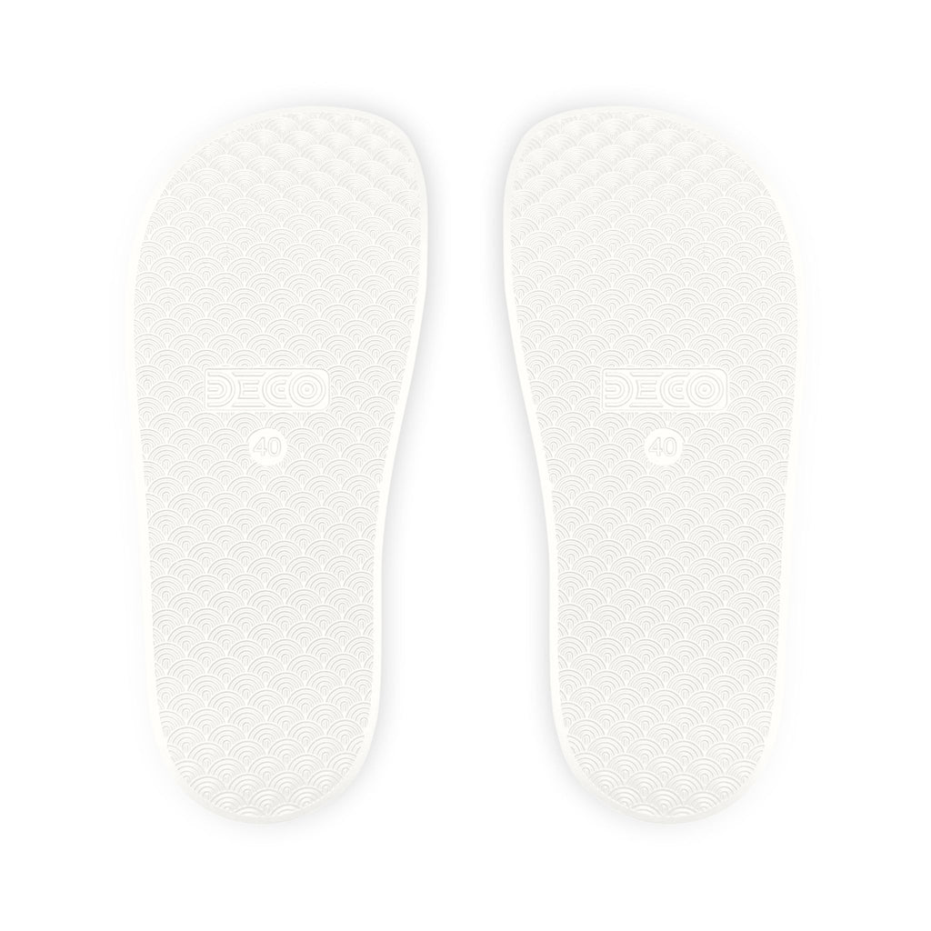 Out of Office Blue Toile Slide Sandals (Removable Strap)