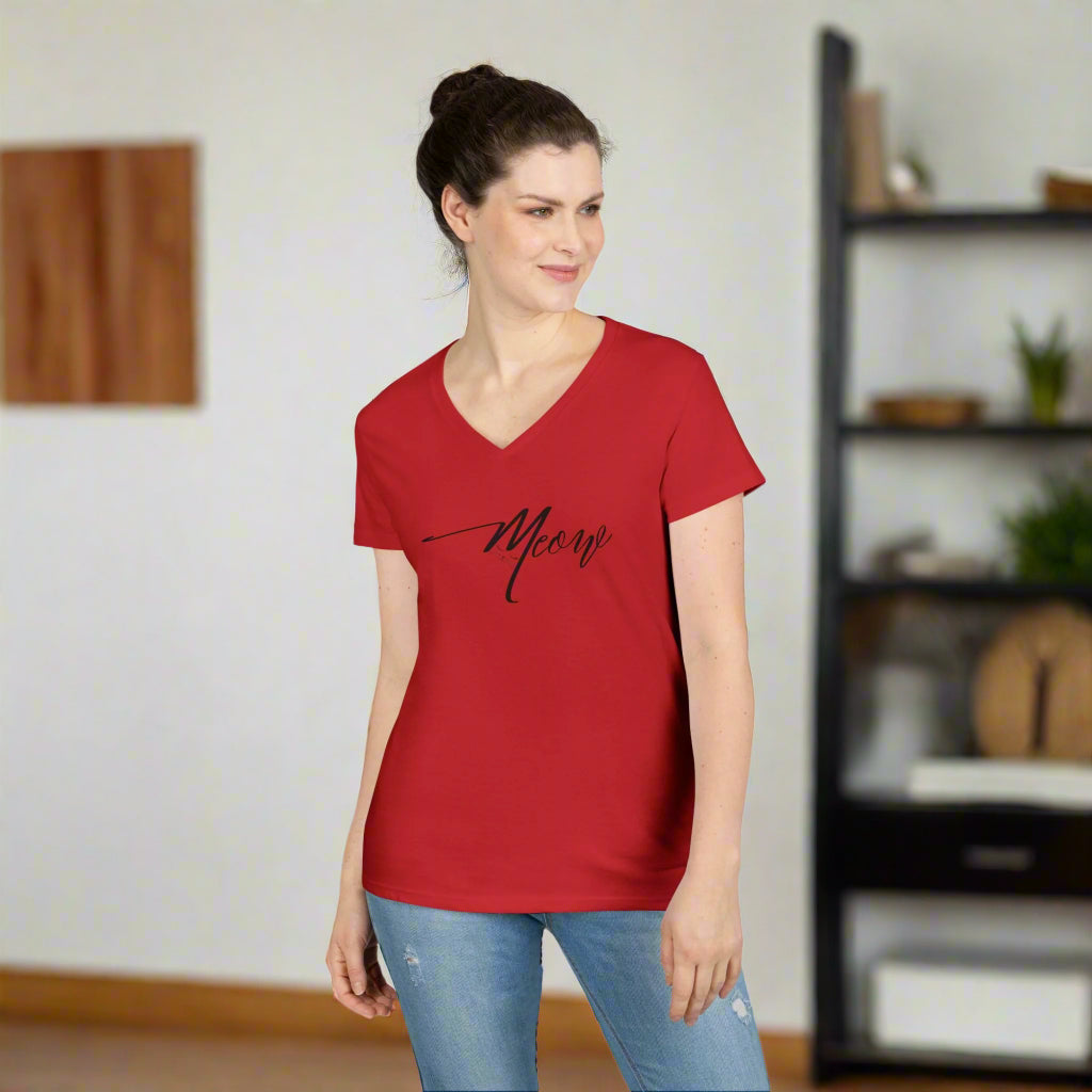 Stylish Meow Ladies' V-Neck T-Shirt, Cute Cat Lover Gift