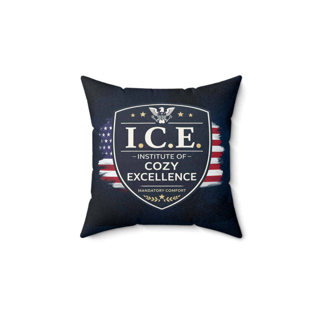 I.C.E. Institute of Cozy Excellence Throw Pillow | Political Parody Decor