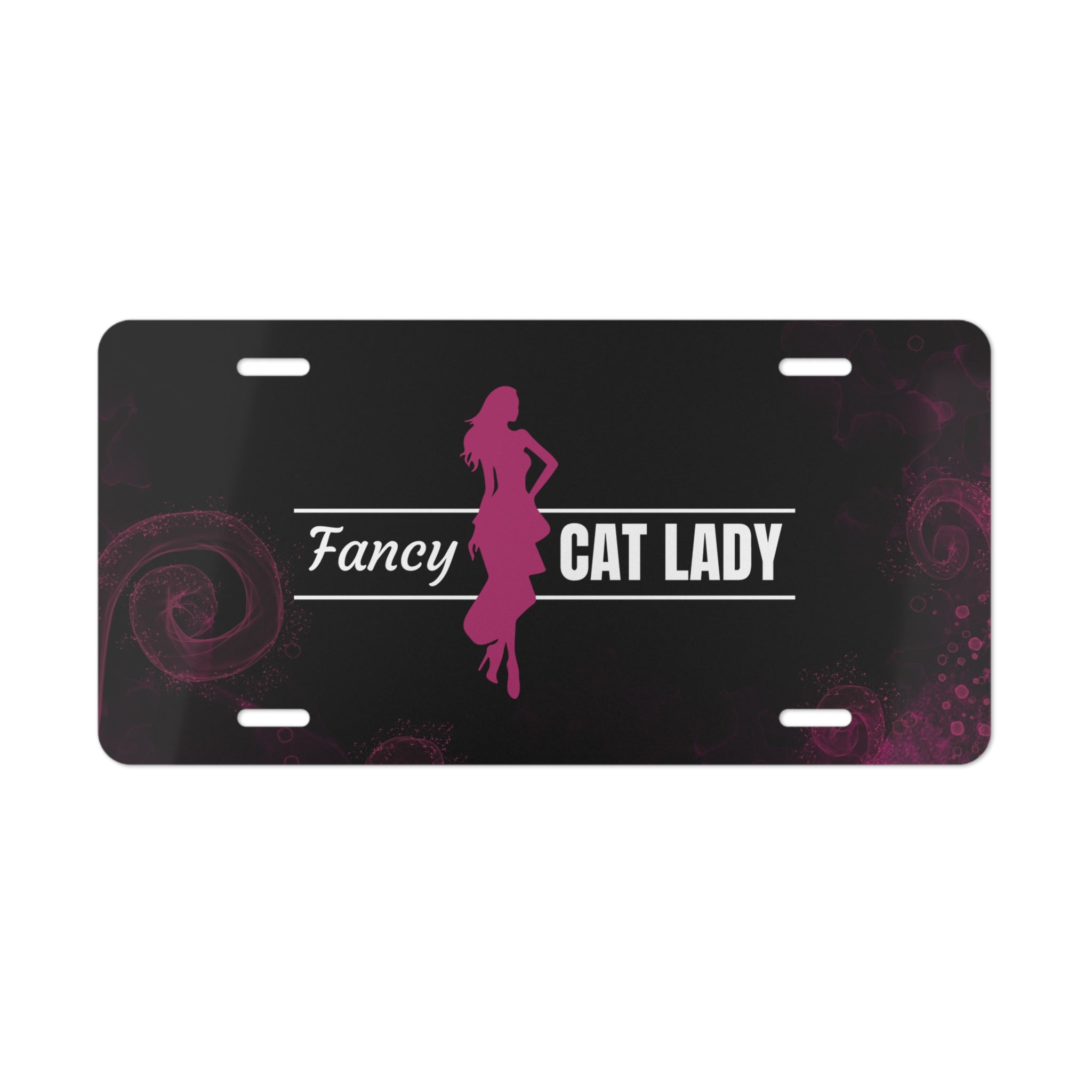 Photo depicting the ​Fancy Cat Lady Vanity Plate from EpiAl's Shop.