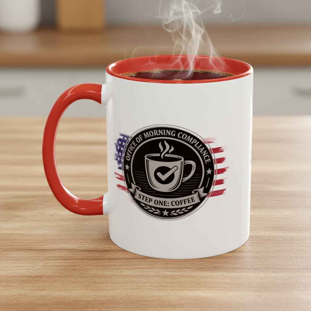 Office of Morning Compliance Coffee Mug – “Step One: Coffee” Official Seal Cup