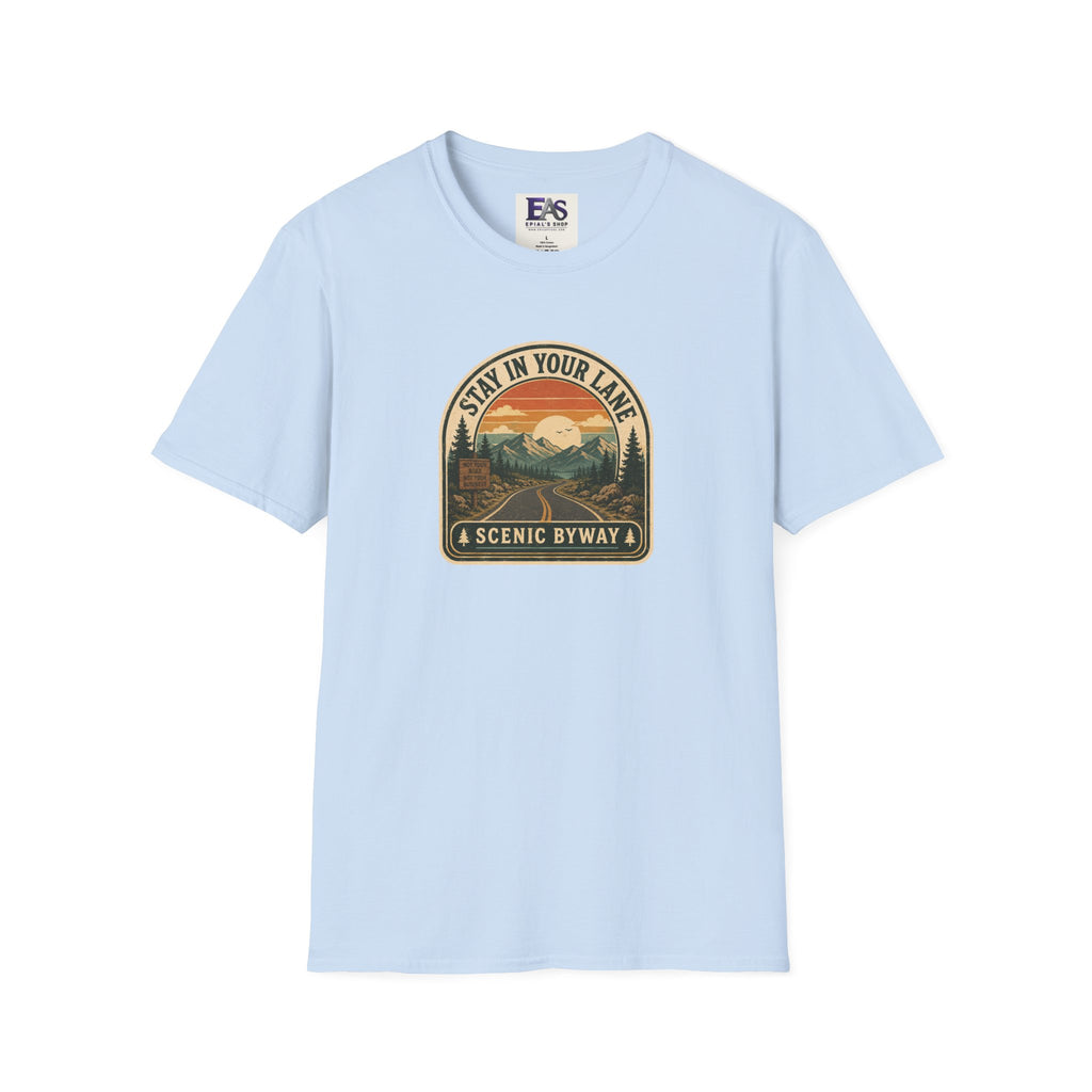 Stay in Your Lane Scenic Byway Unisex T-Shirt | Retro Road Trip Graphic Tee