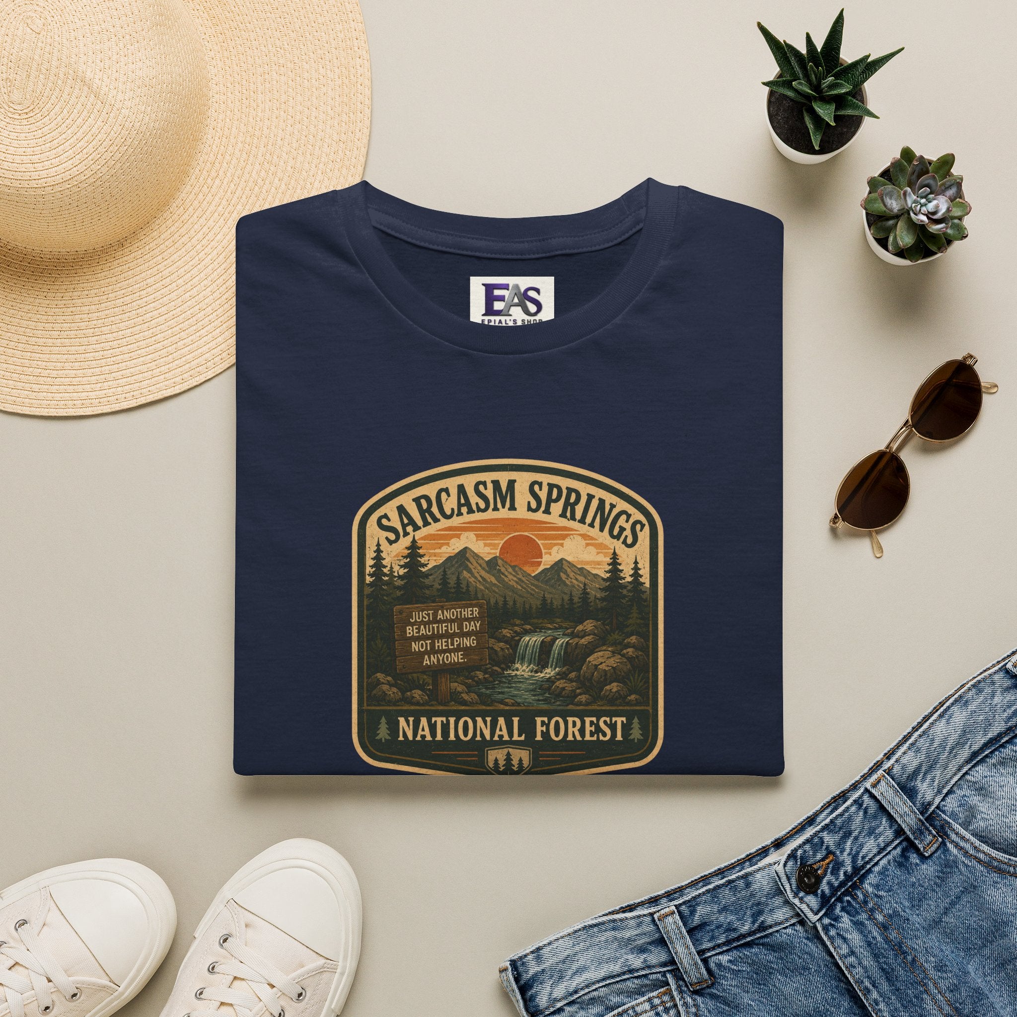 Sarcasm Springs National Forest Unisex T-Shirt | Funny Retro Outdoors Graphic Tee