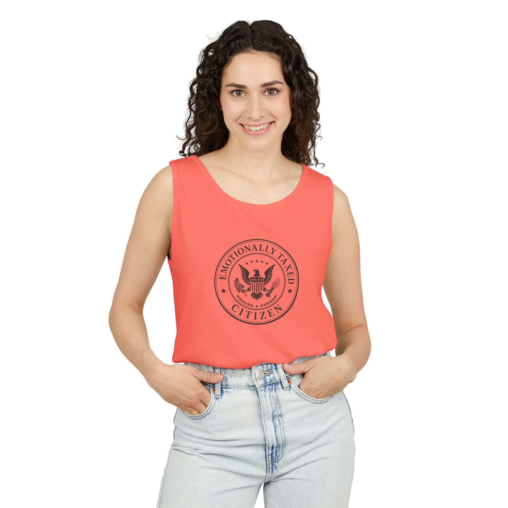 Emotionally Taxed Citizen Garment-Dyed Tank Top | Vintage Parody Cotton Tank