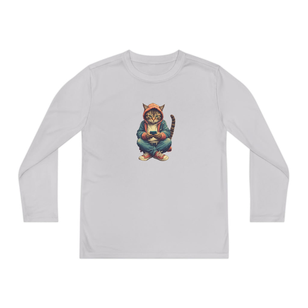 Popular Cat Lover's Youth Long Sleeve Tee, Cute Cat Apparel