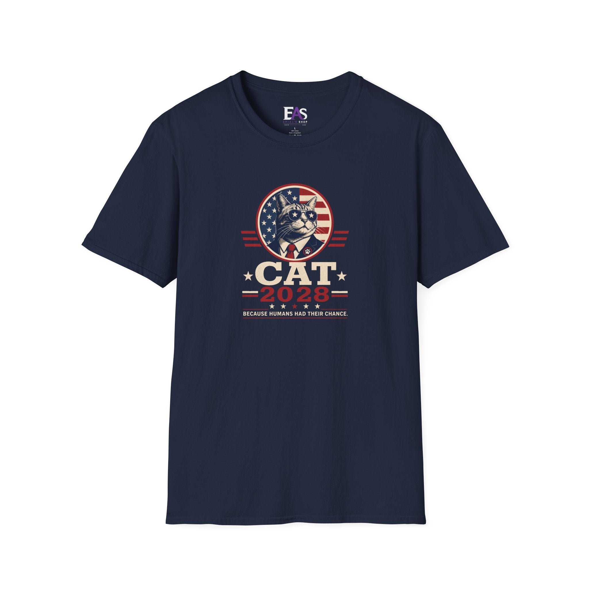CAT 2028 T-Shirt | Because Humans Had Their Chance Funny Cat Campaign Tee