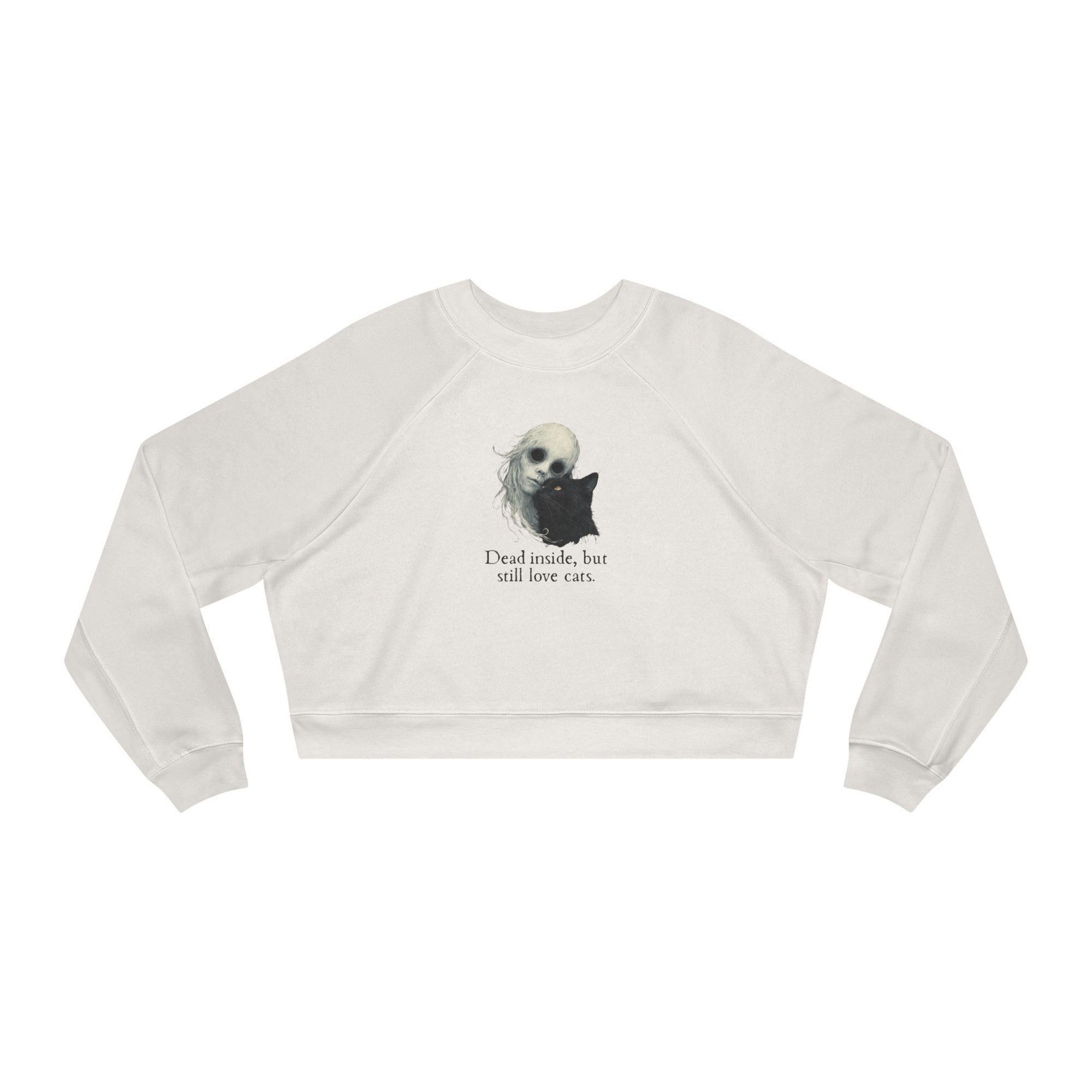 Dead Inside Cat Lover Cropped Fleece Pullover