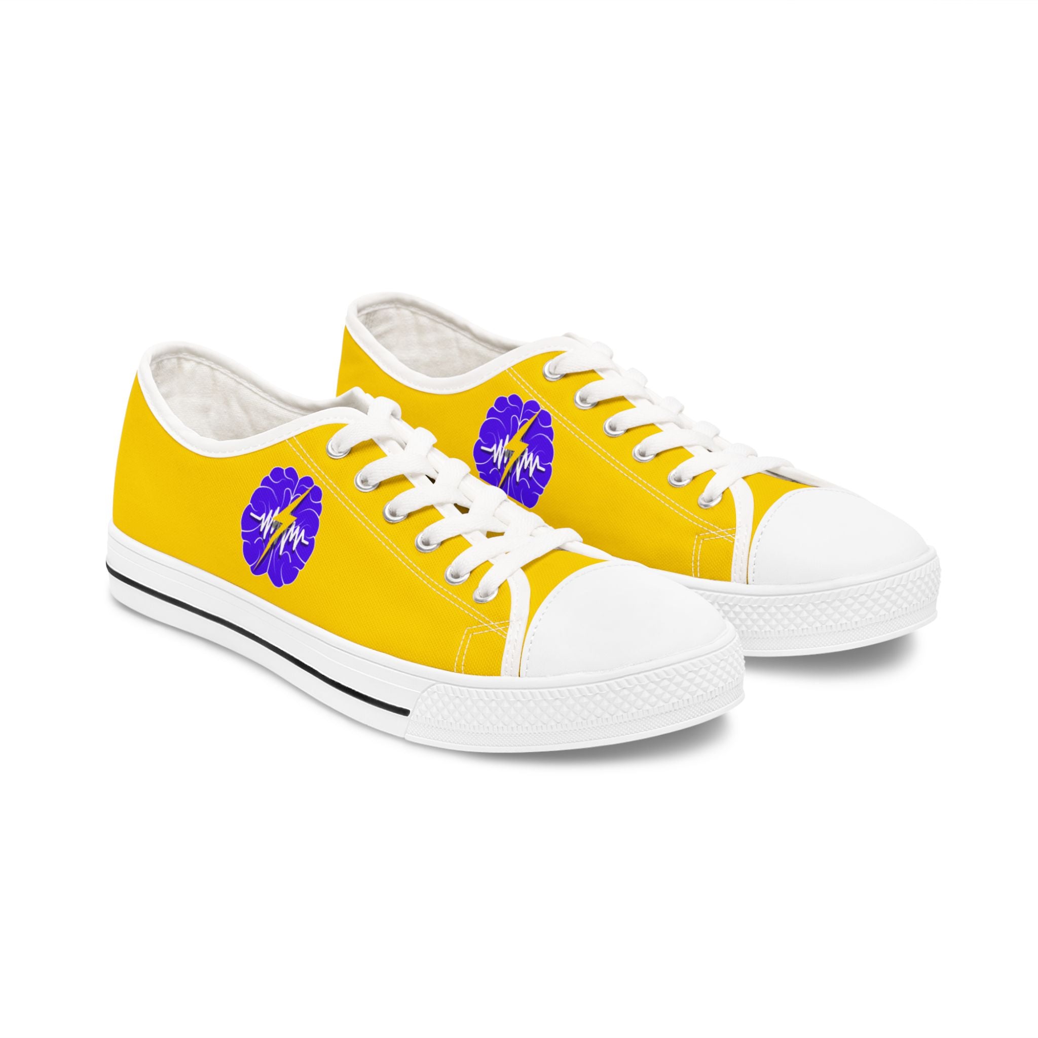 Electric Brain Yellow Low-Top Sneakers for Women