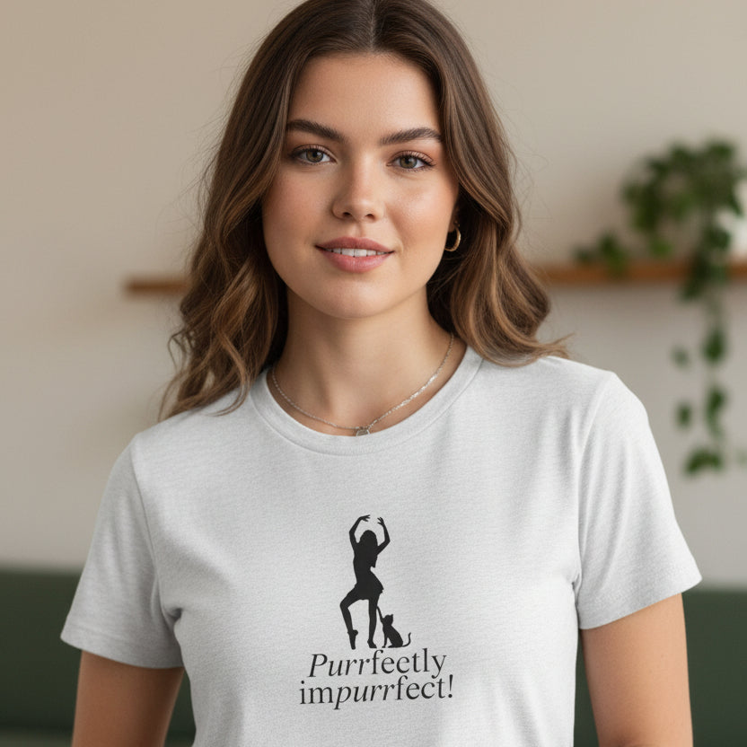 Photo depicting the ​Purrfectly Impurrfect Women's Triblend Tee from EpiAl's Shop.