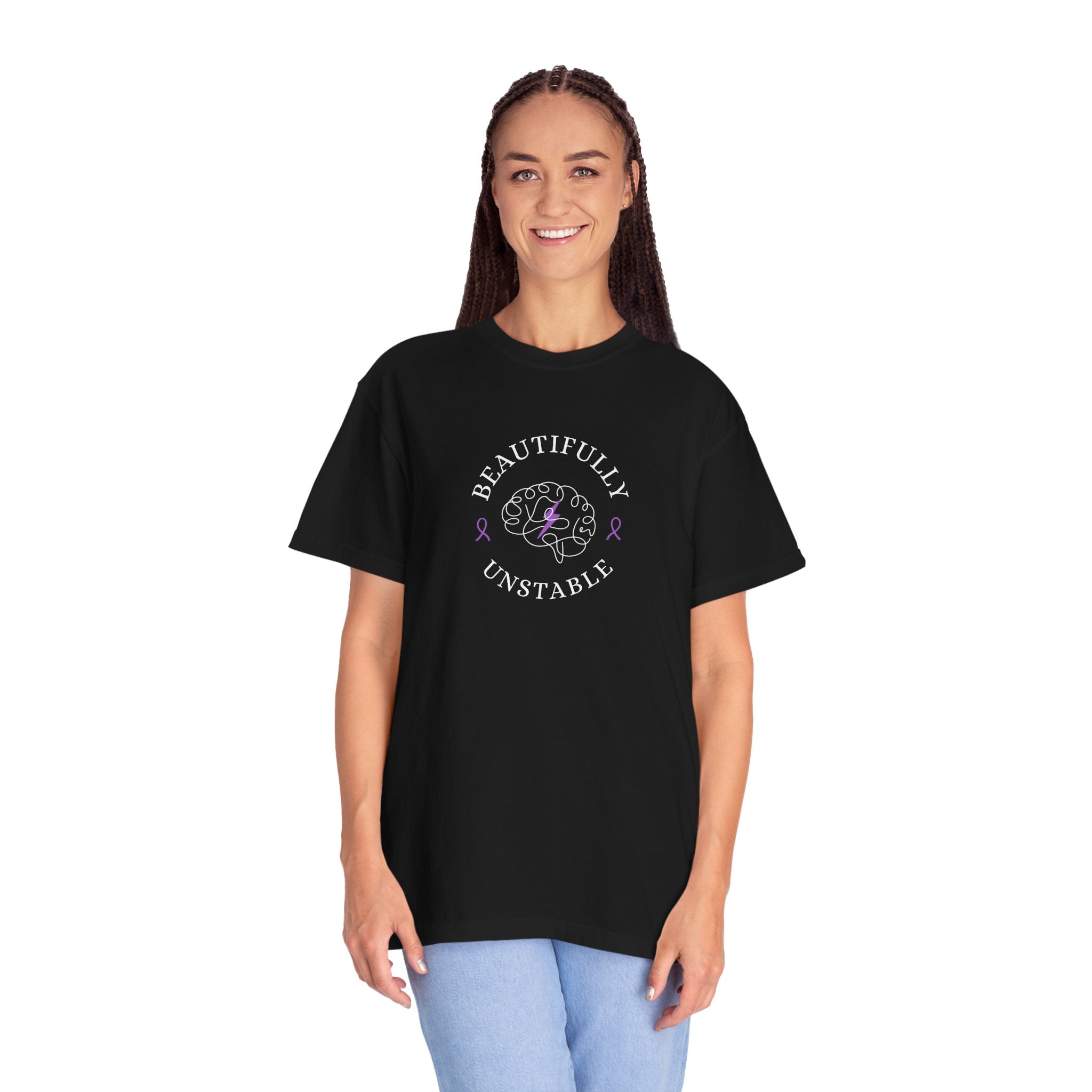 Beautifully Unstable Unisex T-Shirt – Epilepsy Awareness Purple Ribbon Tee