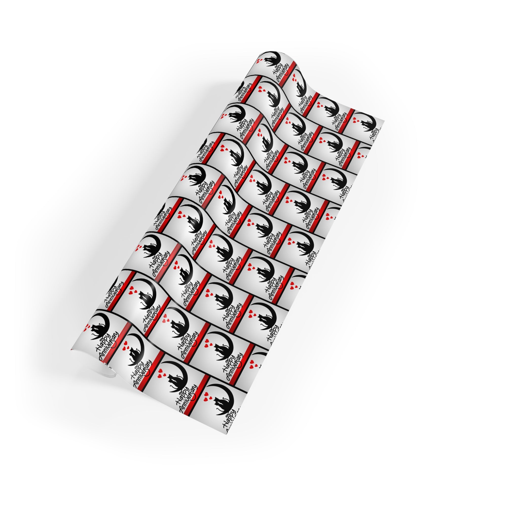 Happy Anniversary Kitties Gift Wrapping Paper Rolls, 1pc