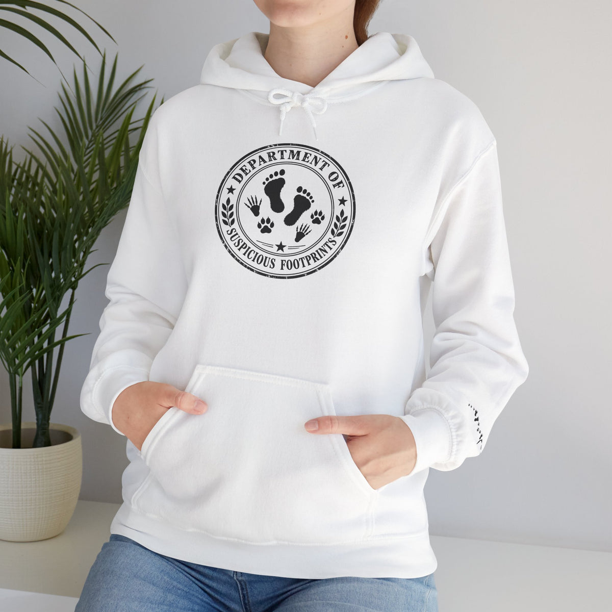 Department of Suspicious Footprints Hoodie | Bigfoot, Raccoon & Cat Cryptid Sweatshirt