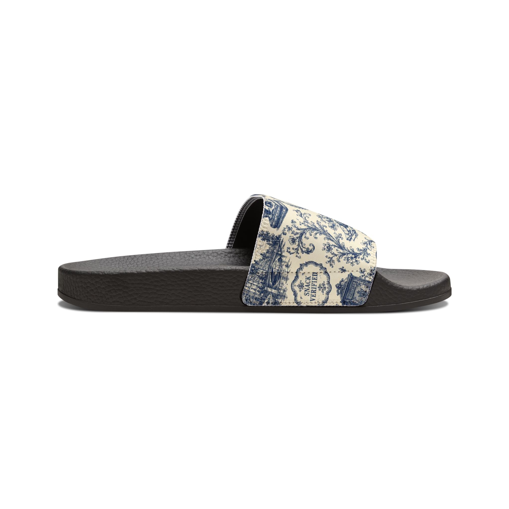 Out of Office Blue Toile Slide Sandals (Removable Strap)