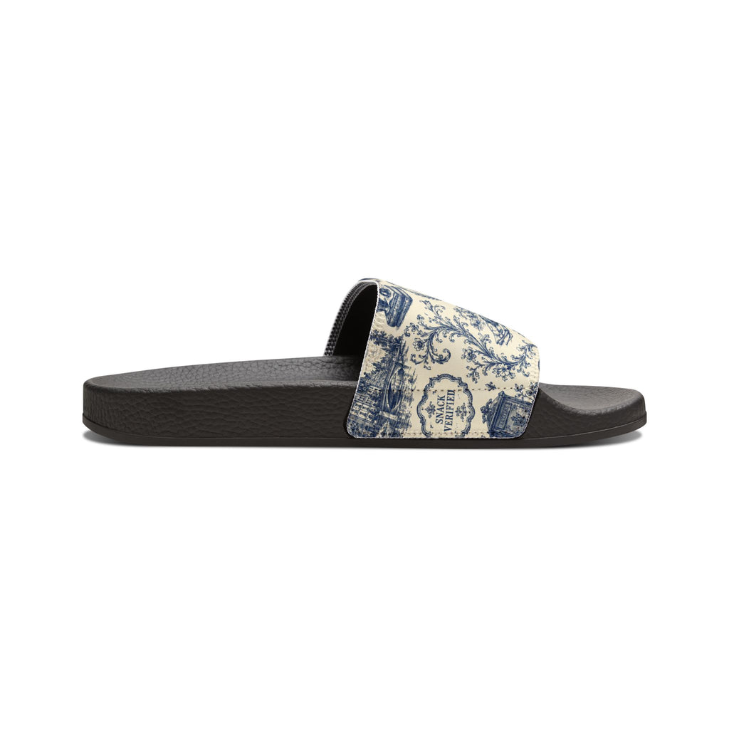 Out of Office Blue Toile Slide Sandals (Removable Strap)