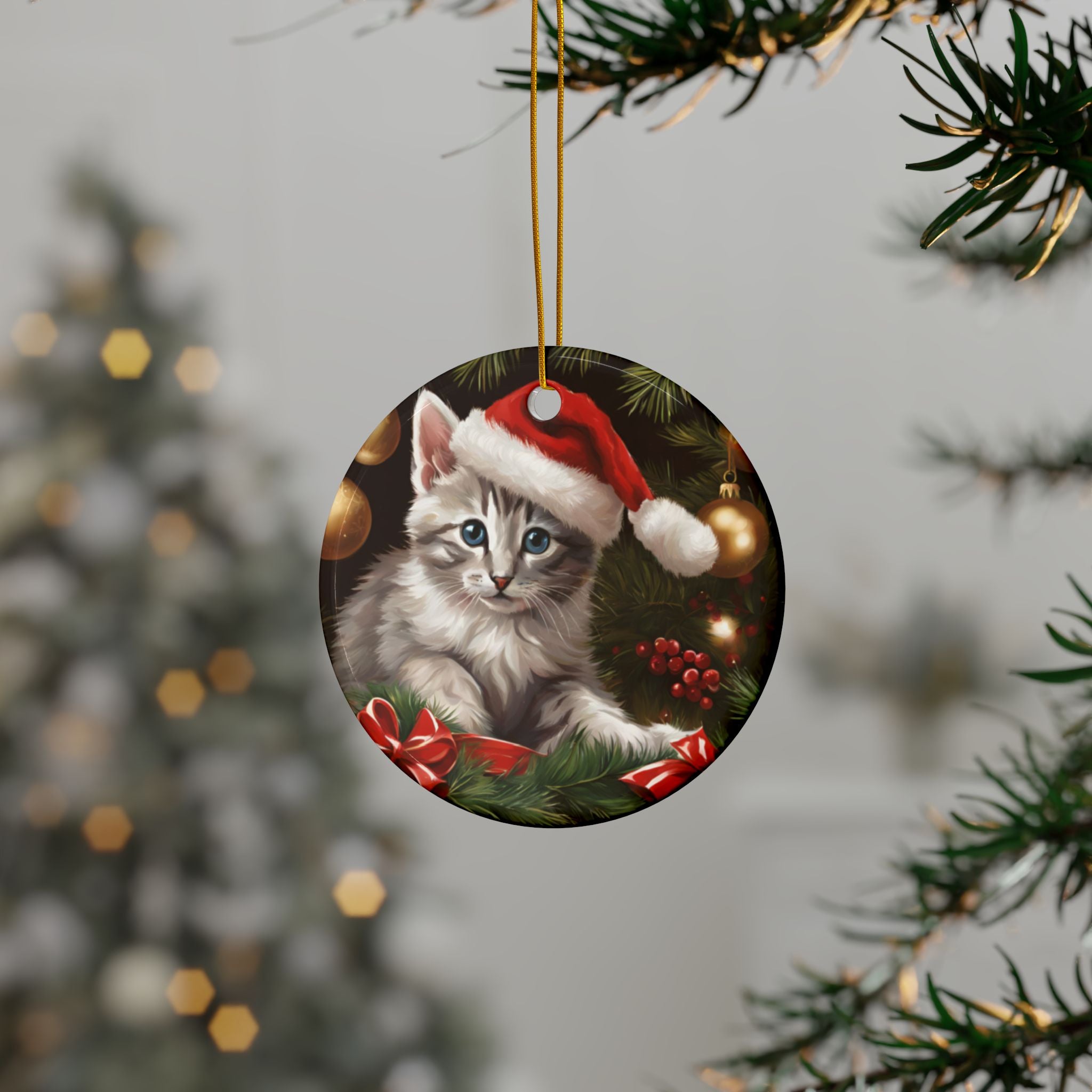 Photo depicting the ​Christmas Kitten Ceramic Ornaments, 2-Side Print, (1pc, 3pcs, 5pcs, 10pcs) from EpiAl's Shop.