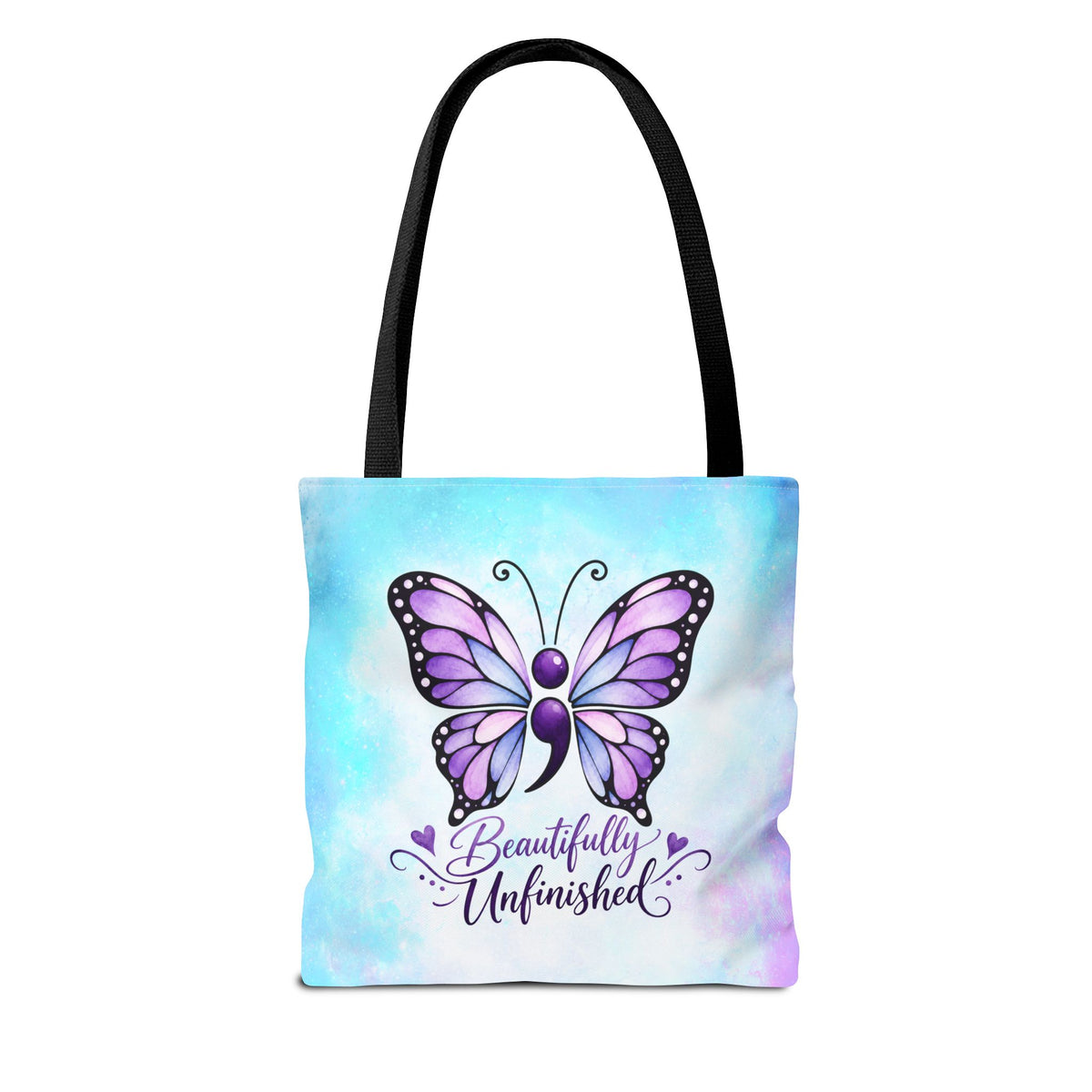 Beautifully Unfinished Semicolon Butterfly Suicide Awareness Tote Bag