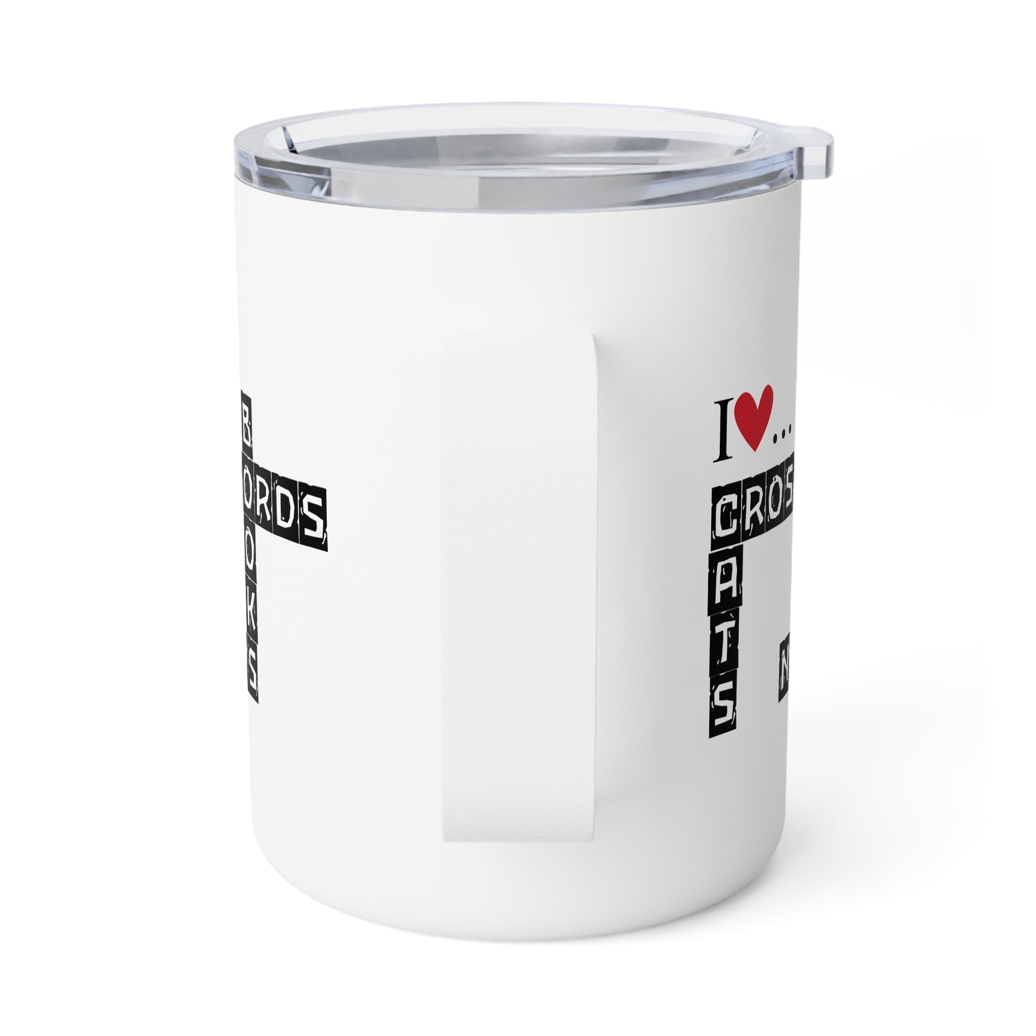 Photo depicting the ​Crosswords and Cats Insulated Coffee Mug, 10oz from EpiAl's Shop.