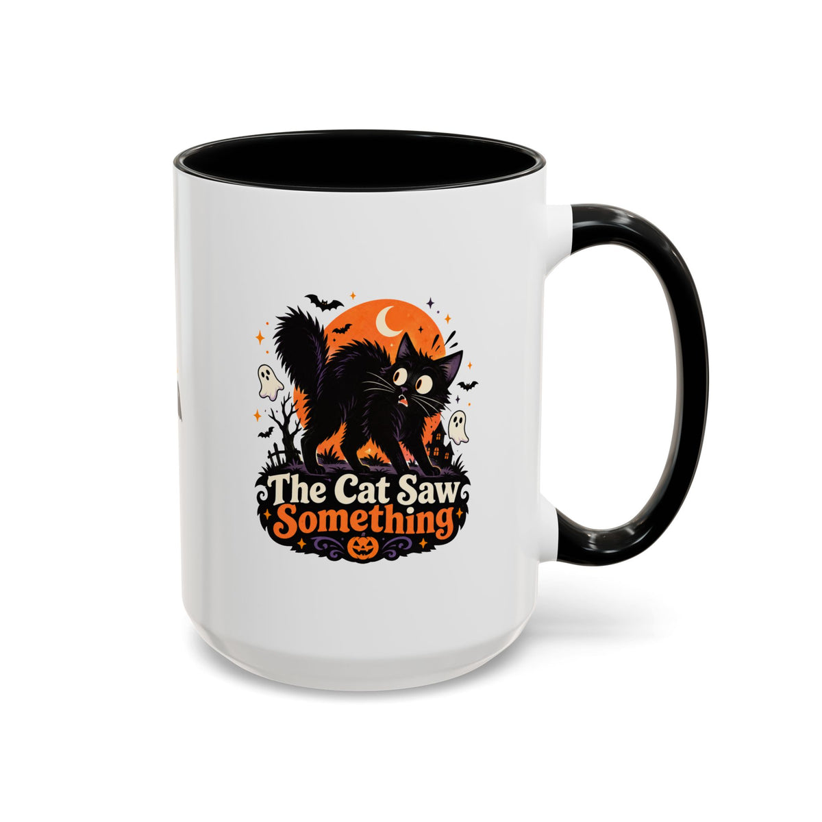 The Cat Saw Something Halloween Black Cat Accent Mug