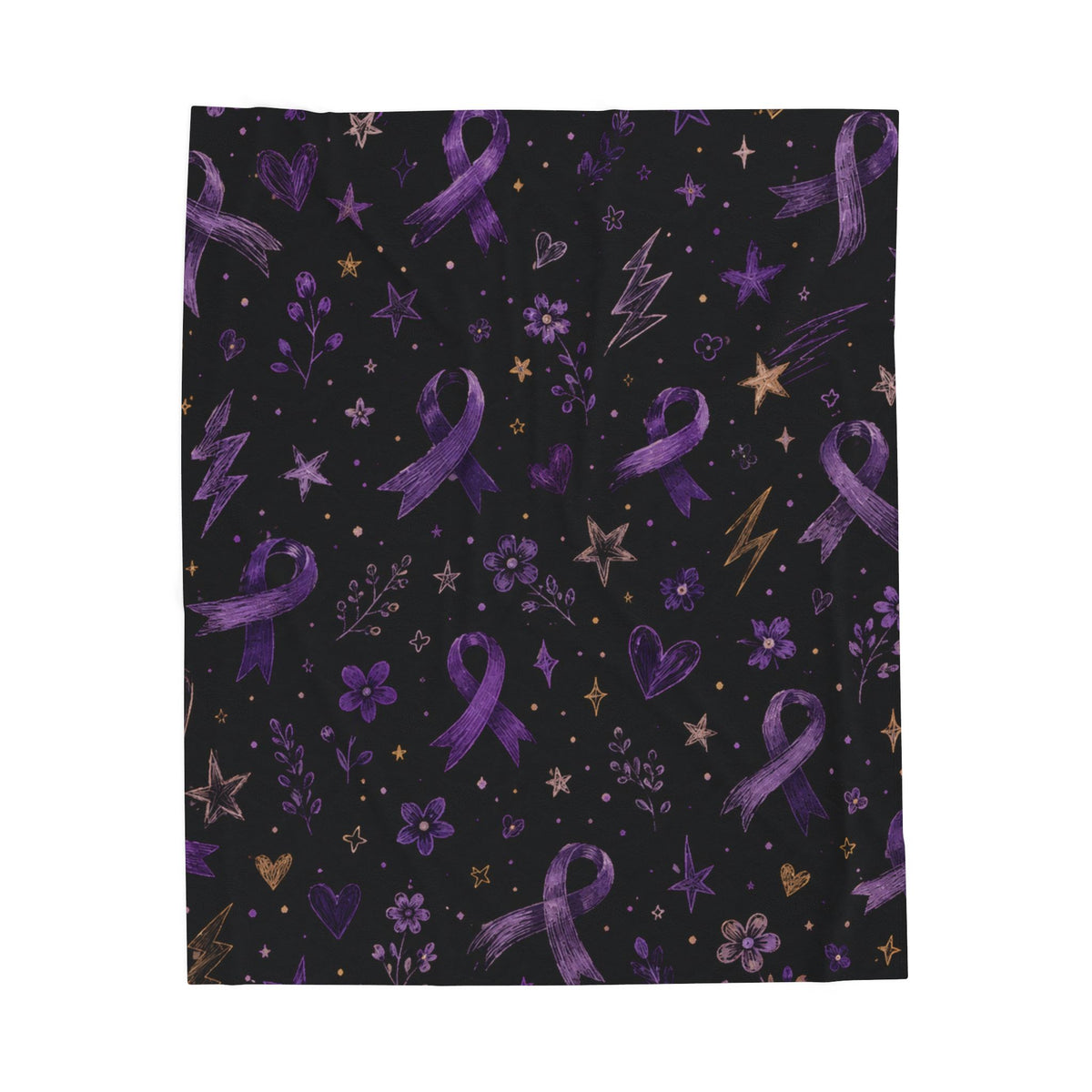 Purple Epilepsy Awareness Ribbon Velveteen Plush Blanket