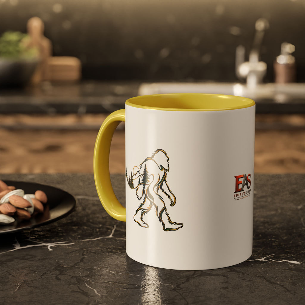 Barely There Bigfoot Ceramic Mug | Abstract Sasquatch Forest Art | 11oz & 15oz