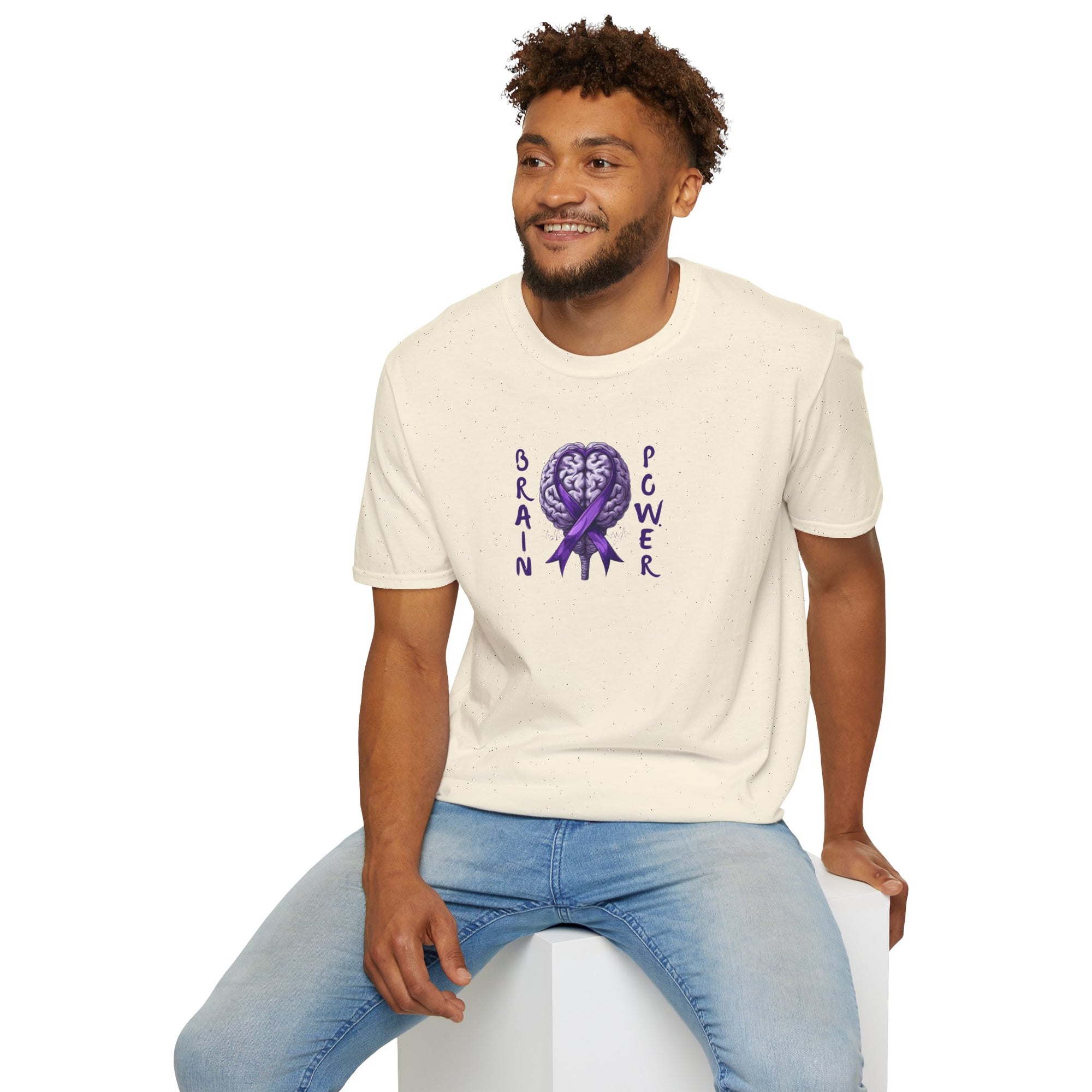 Brain Power Unisex Softstyle T-Shirt, Purple Ribbon Tee