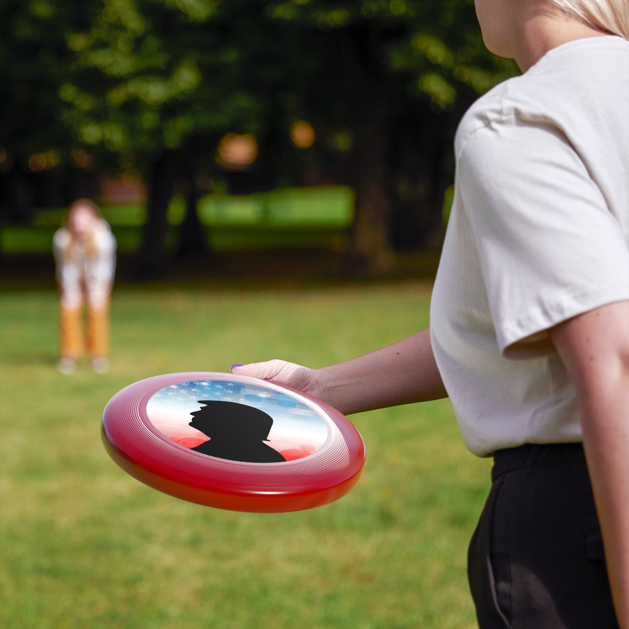 Patriotic Frisbee with Trump Silhouette - Perfect for Outdoor Fun and Celebrations