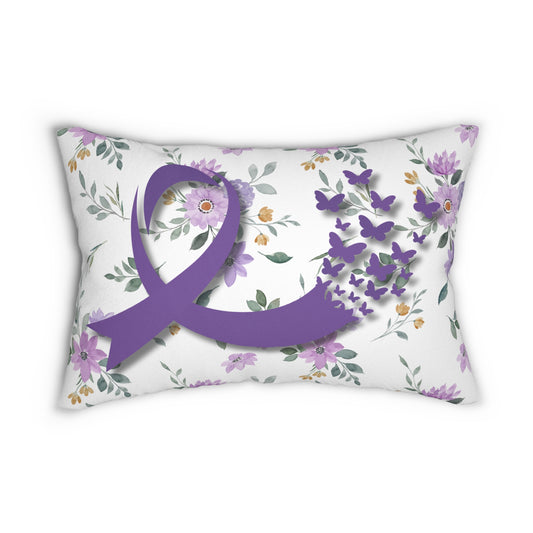 Purple Ribbon Spun Polyester Lumbar Pillow