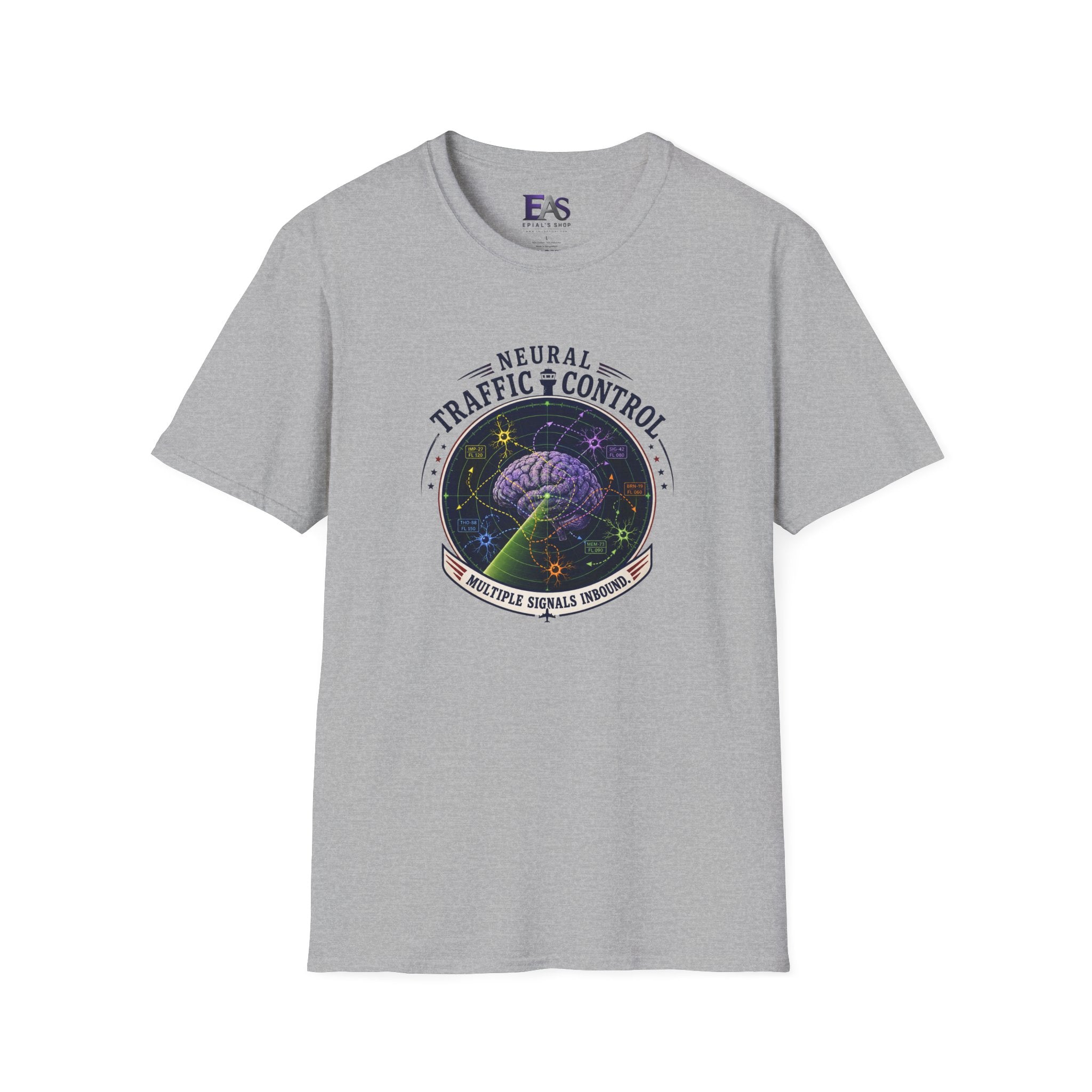 Neural Traffic Control T-Shirt | Brain Radar Graphic Tee