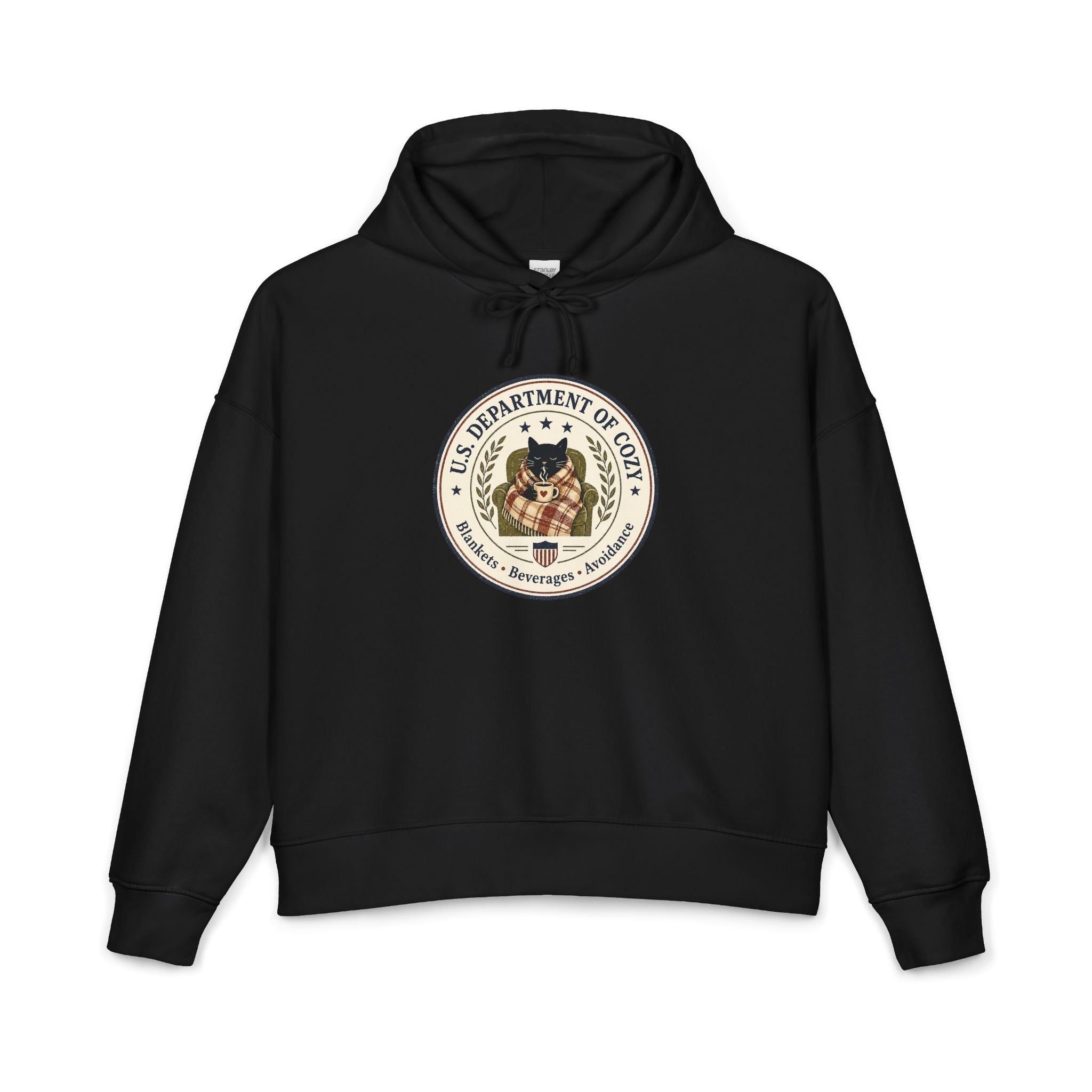 U.S. Department of Cozy Organic Hoodie | Funny Cat Government Parody Sweatshirt