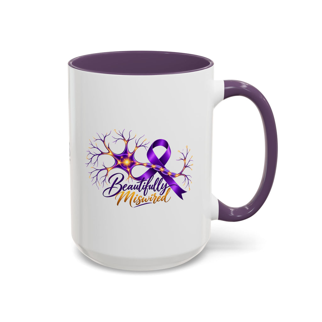 Beautifully Miswired Epilepsy Awareness Ceramic Mug | Purple Ribbon & Neuron Design (11/15oz)