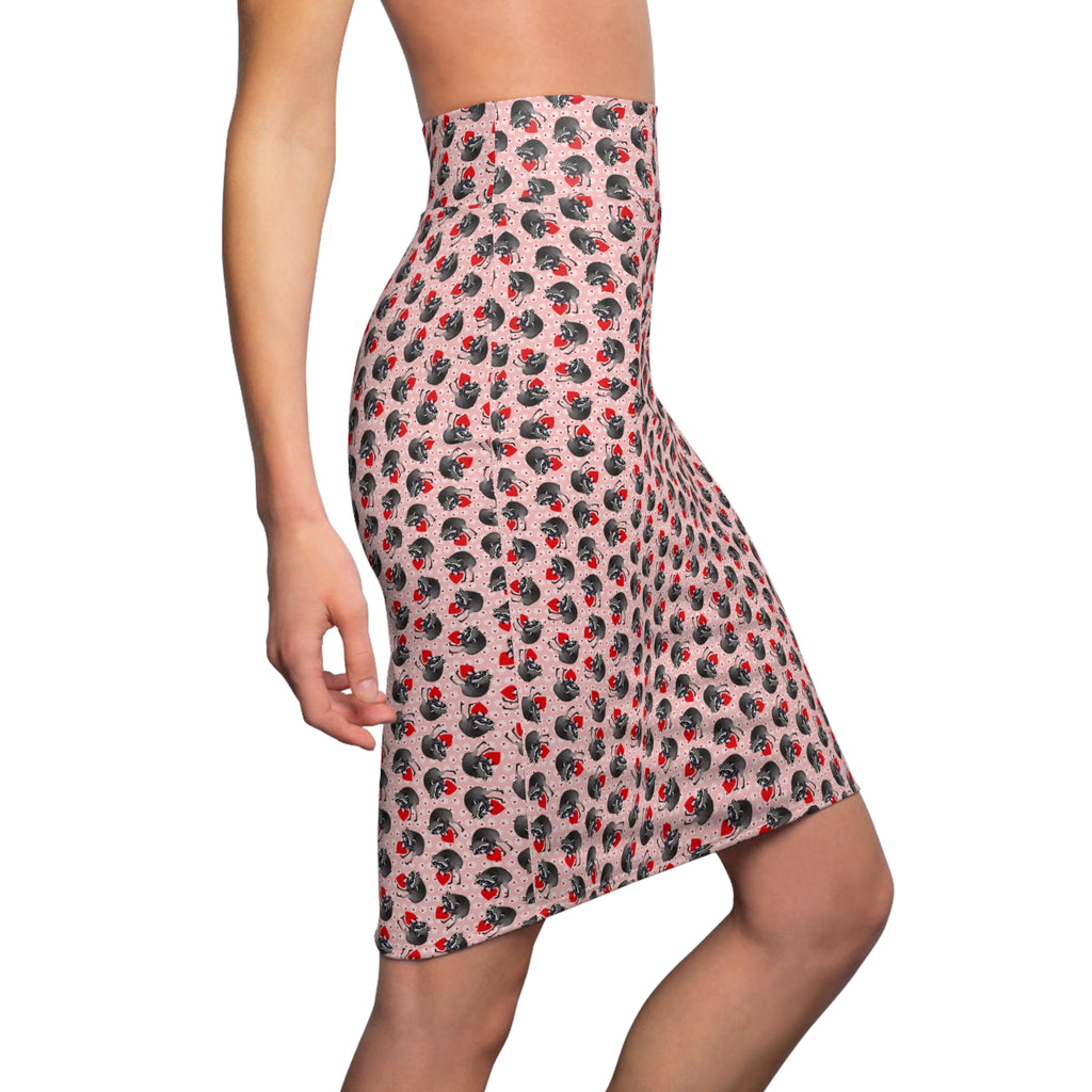 Jimothy the Raccoon Pencil Skirt | Hearts & Paw Prints Women's Fitted Skirt