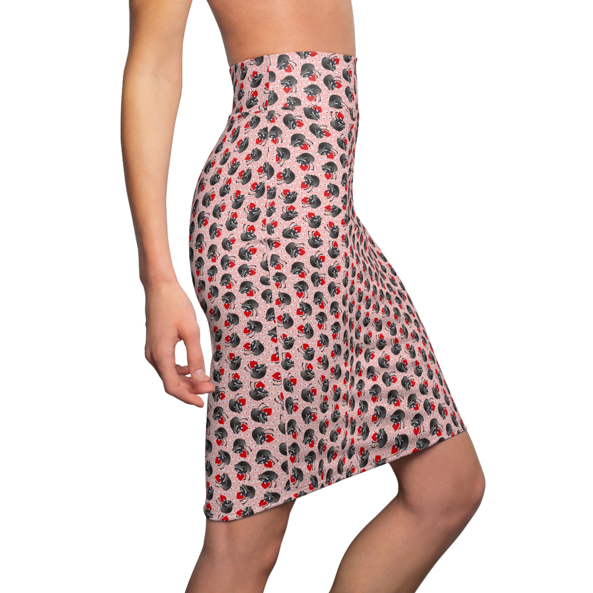 Jimothy the Raccoon Pencil Skirt | Hearts & Paw Prints Women's Fitted Skirt
