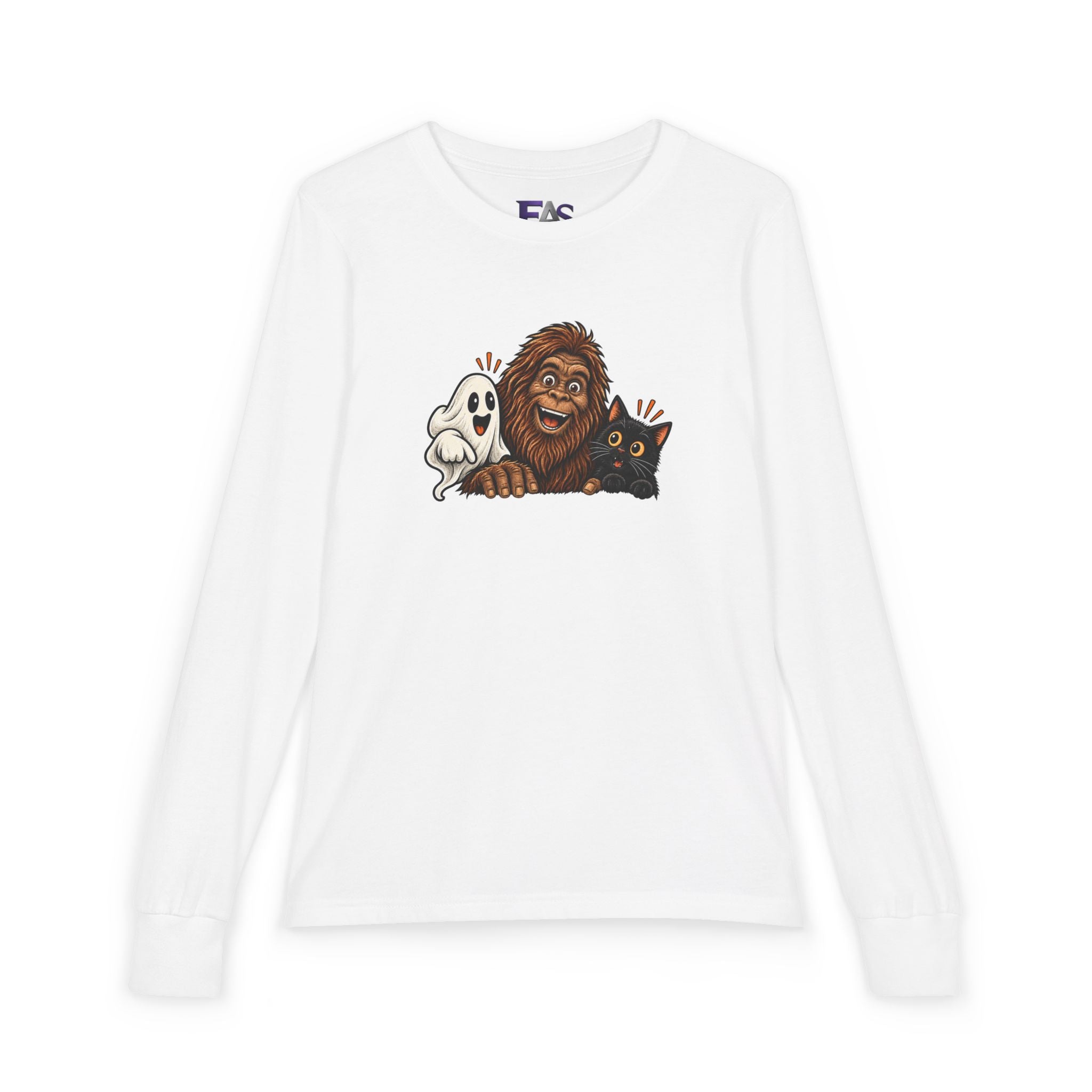 Ghost, Bigfoot & Black Cat Youth Long Sleeve T-Shirt