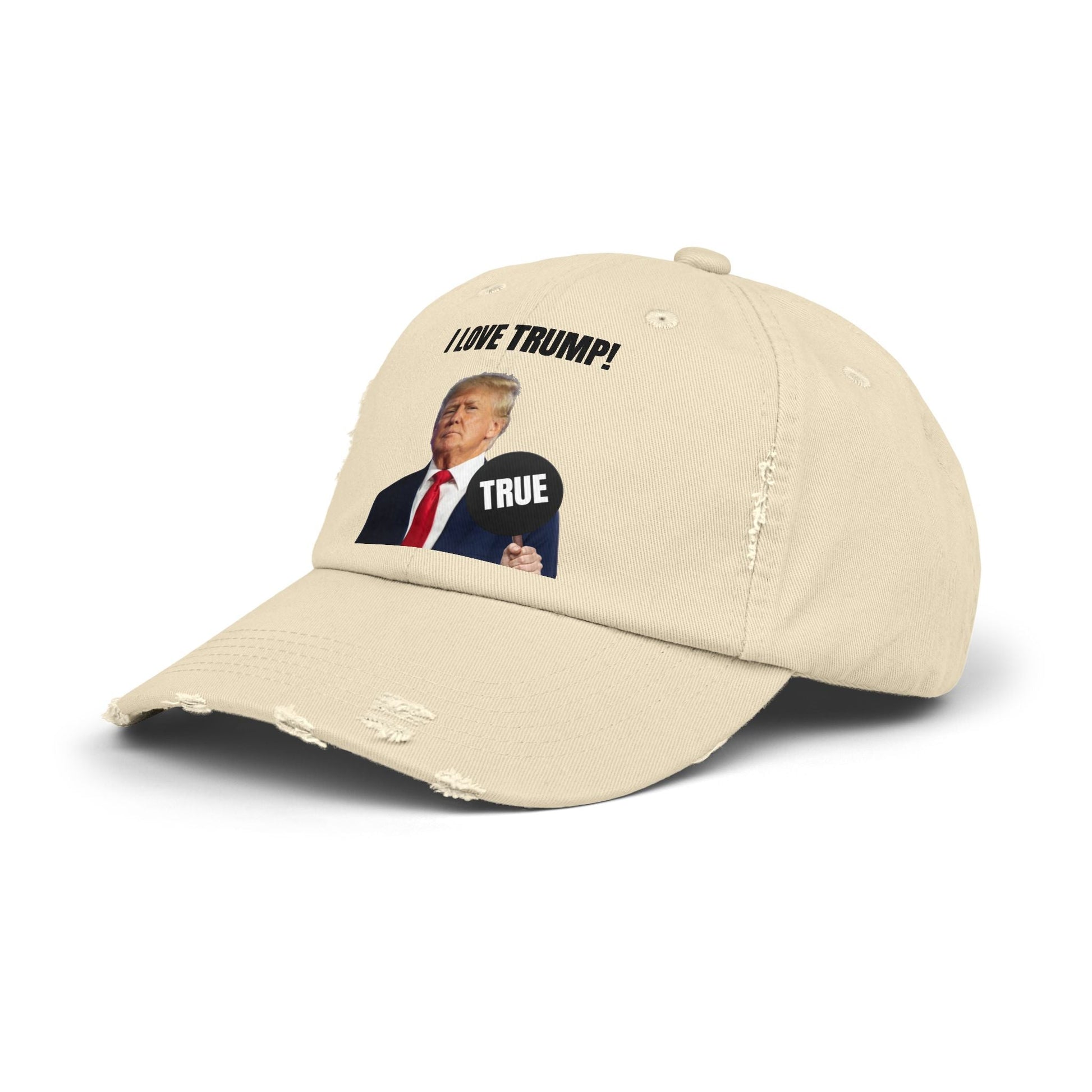 Trump True Sign Unisex Distressed Cap Printify