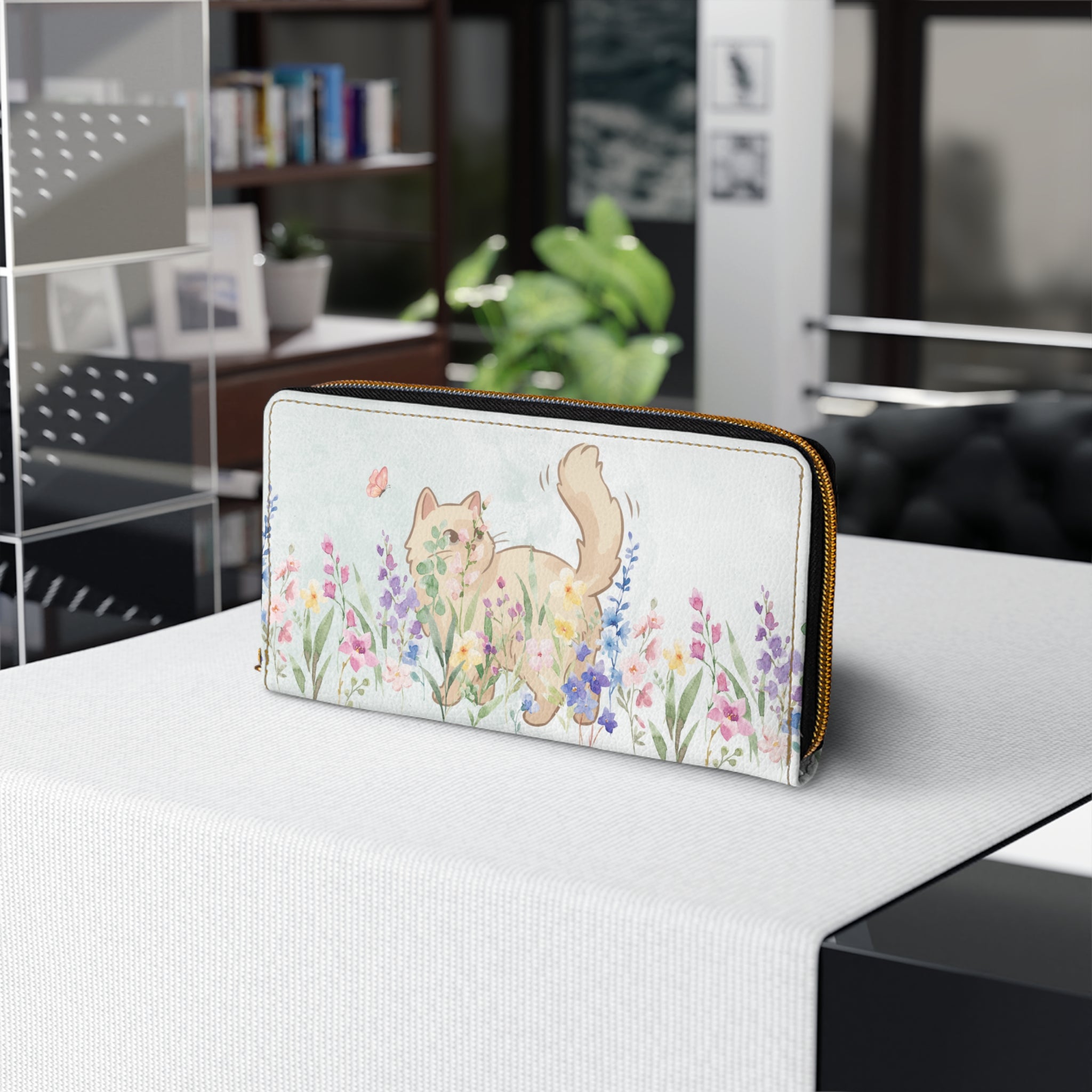 Proud Cat Person Floral Zip Wallet