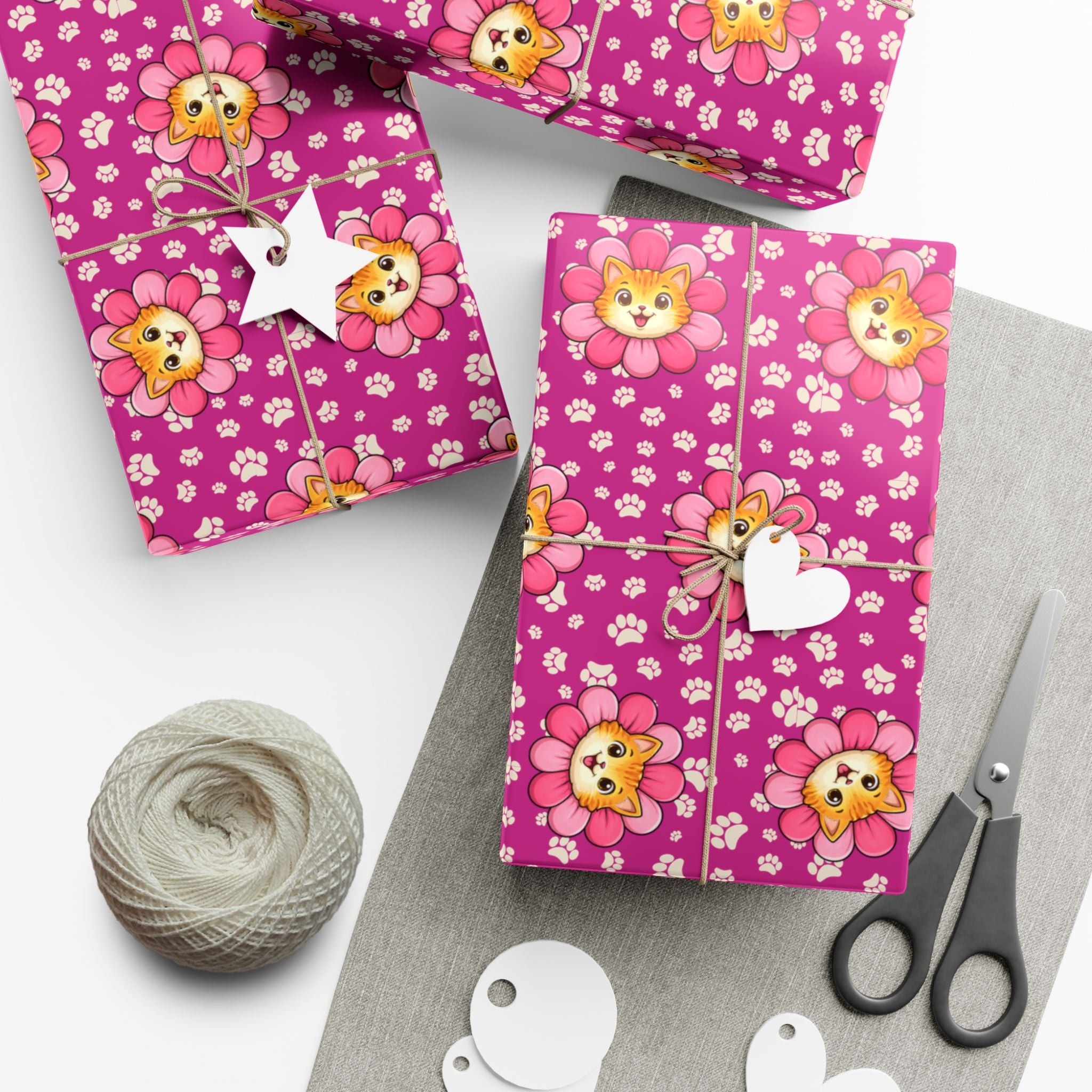 Pink Cat Blossom Gift Wrap | Cute Cat Lover Wrapping Paper