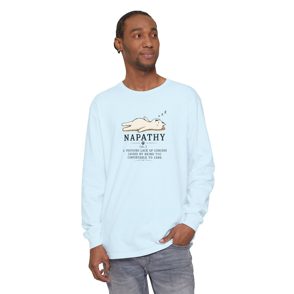 Napathy Cat Long Sleeve Shirt | Funny Sleepy Cat Graphic Tee