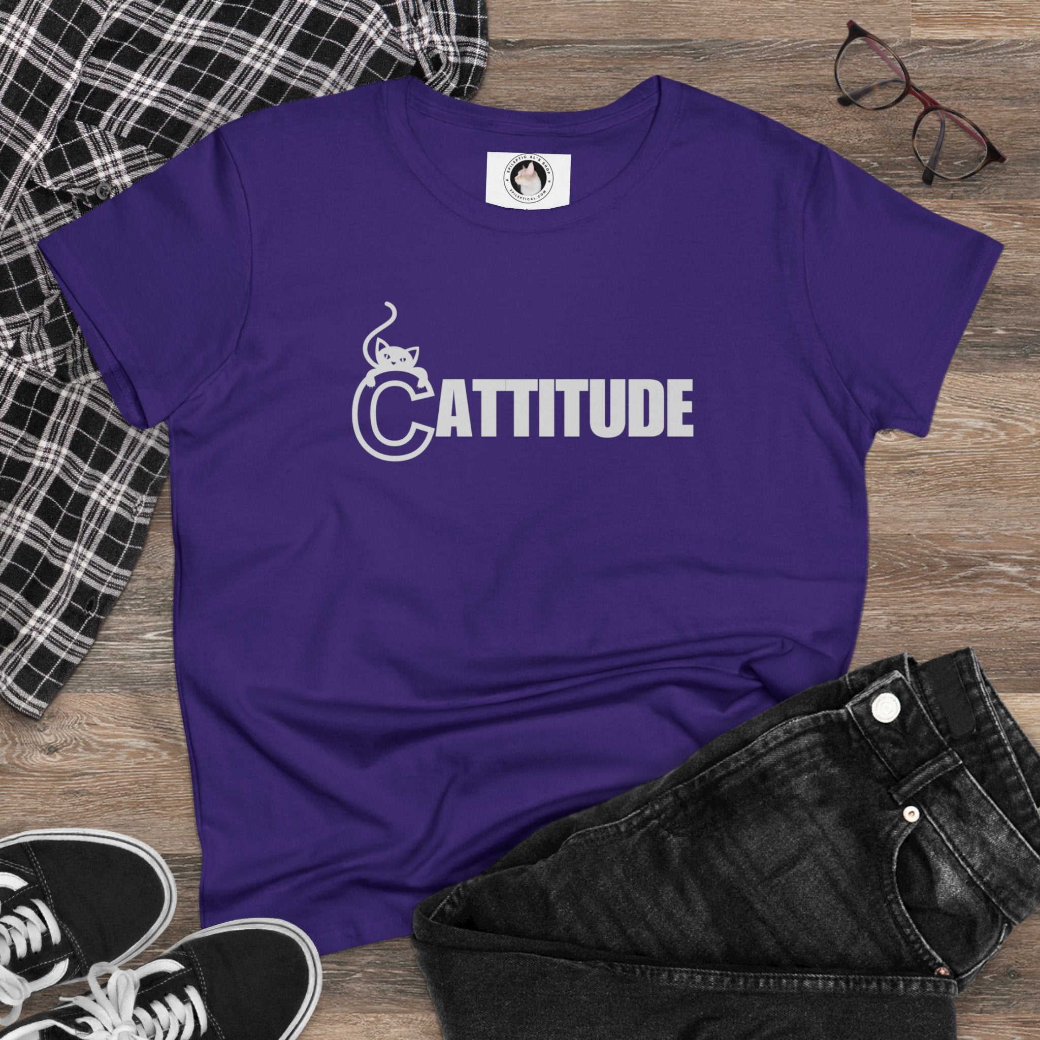 Cattitude Women's Midweight Cotton Tee - T - Shirt - Epileptic Al’s Shop