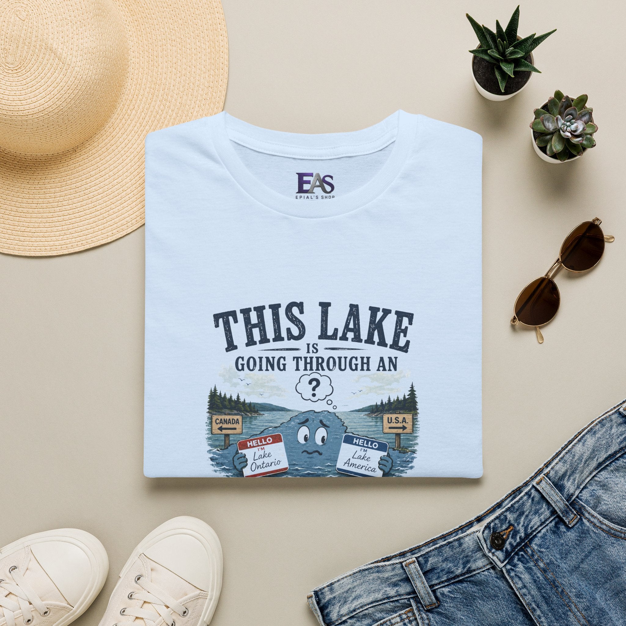 This Lake Is Going Through an Identity Crisis T-Shirt | Lake Ontario Lake America Humor