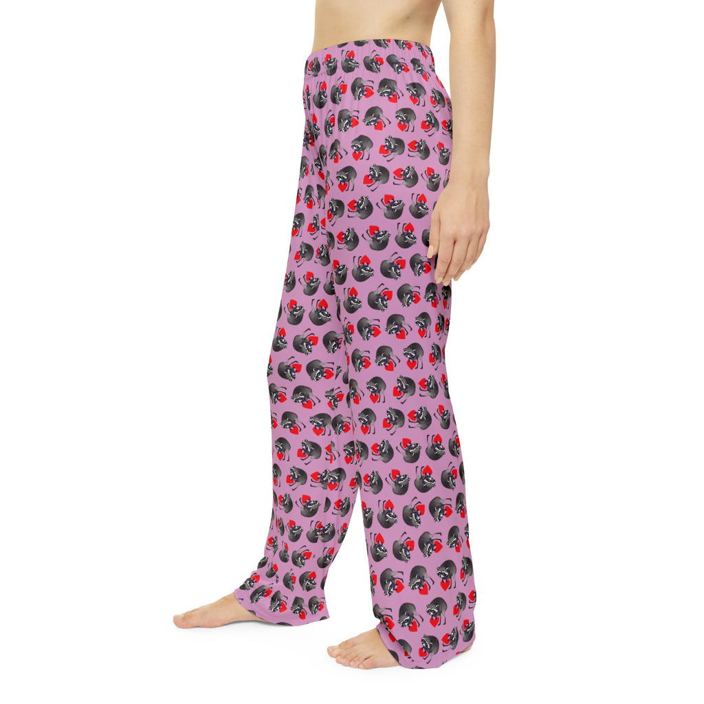 Jimothy Raccoon Pajama Pants: Pink Women’s Lounge Bottoms